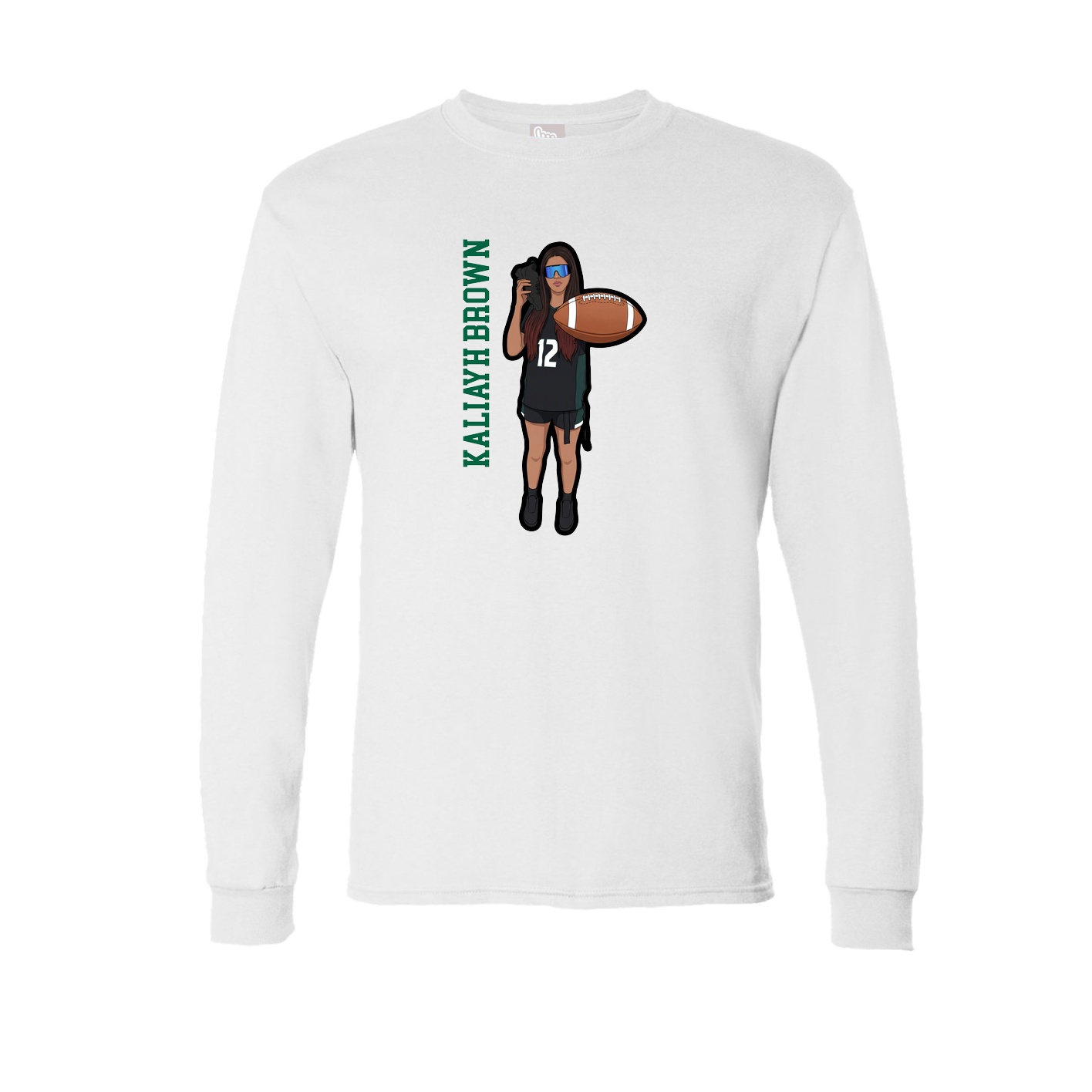 Long Sleeve Tee — Name Vertical in White