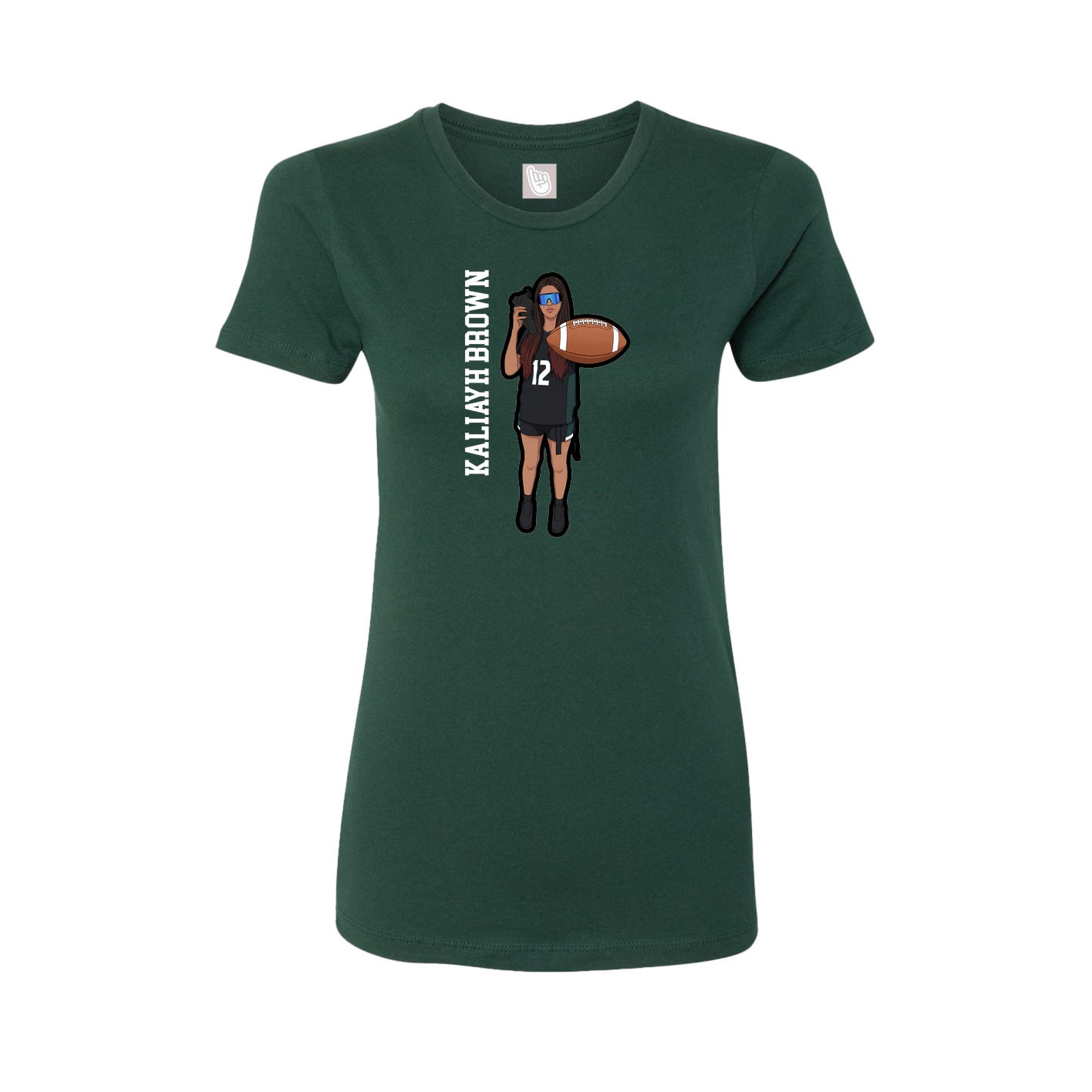 Womens Tee — Name Vertical in Green