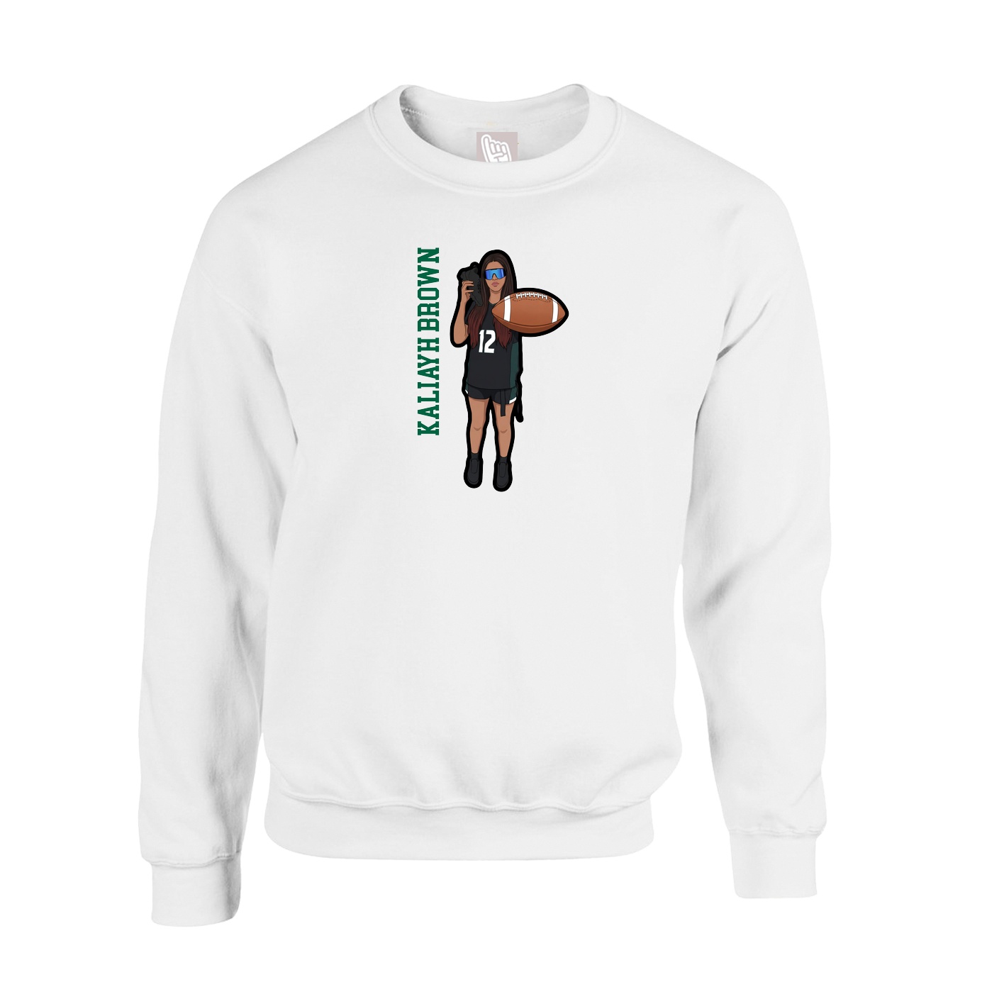 Fleece Crew — Name Vertical in White