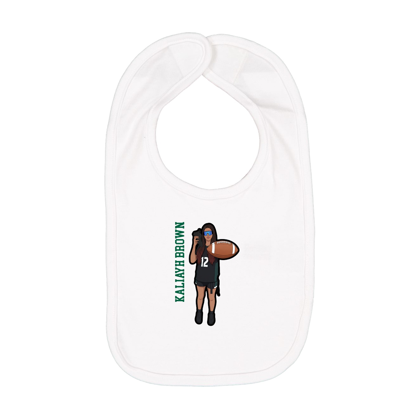 Infant Bib — Name Vertical in White