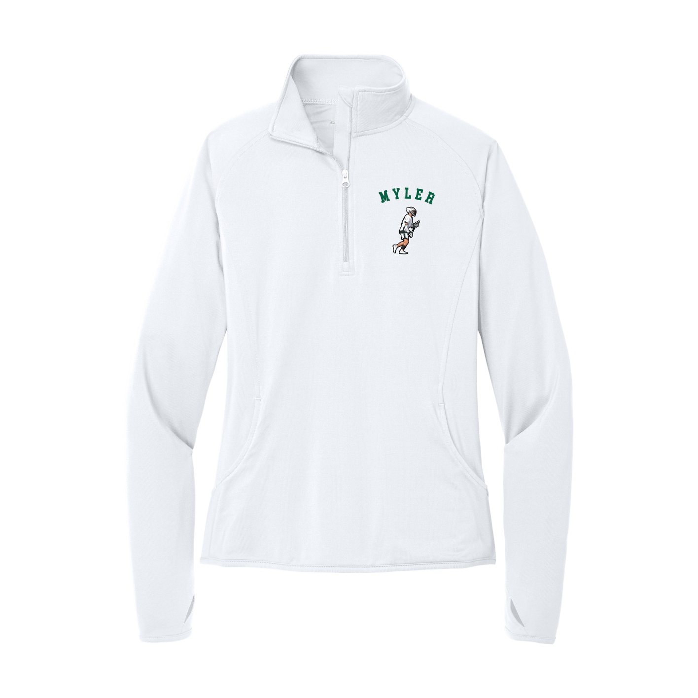 Women's Q-Zip Pullover — Shirsey Arch in White
