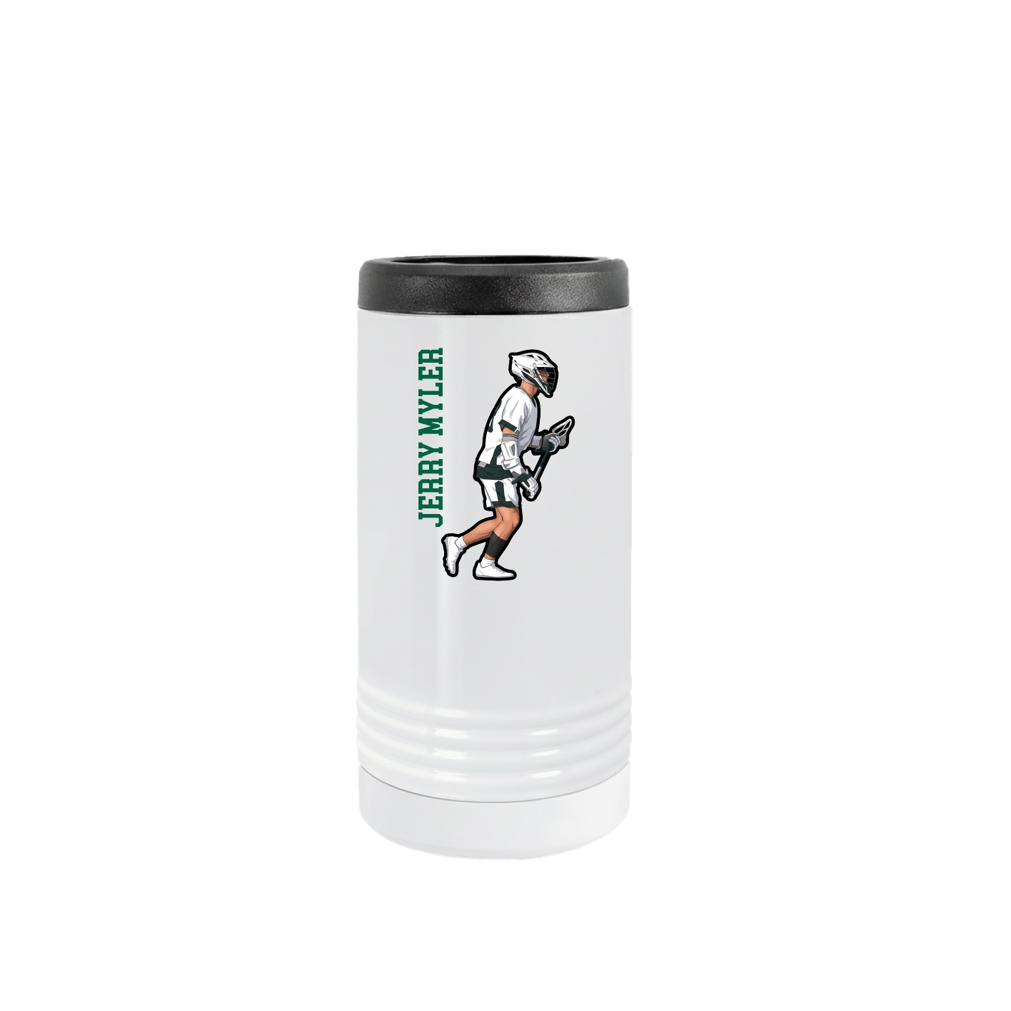 Slim Beverage Holder — Name Vertical in White