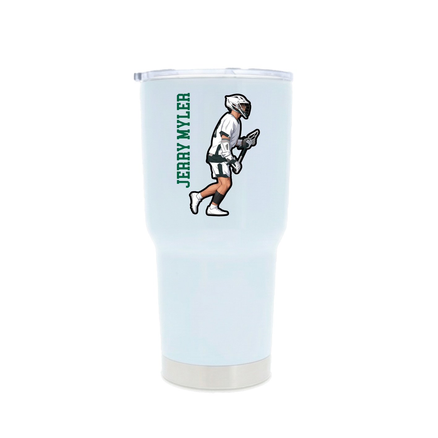 30oz Stainless Steel Tumbler — Name Vertical in White