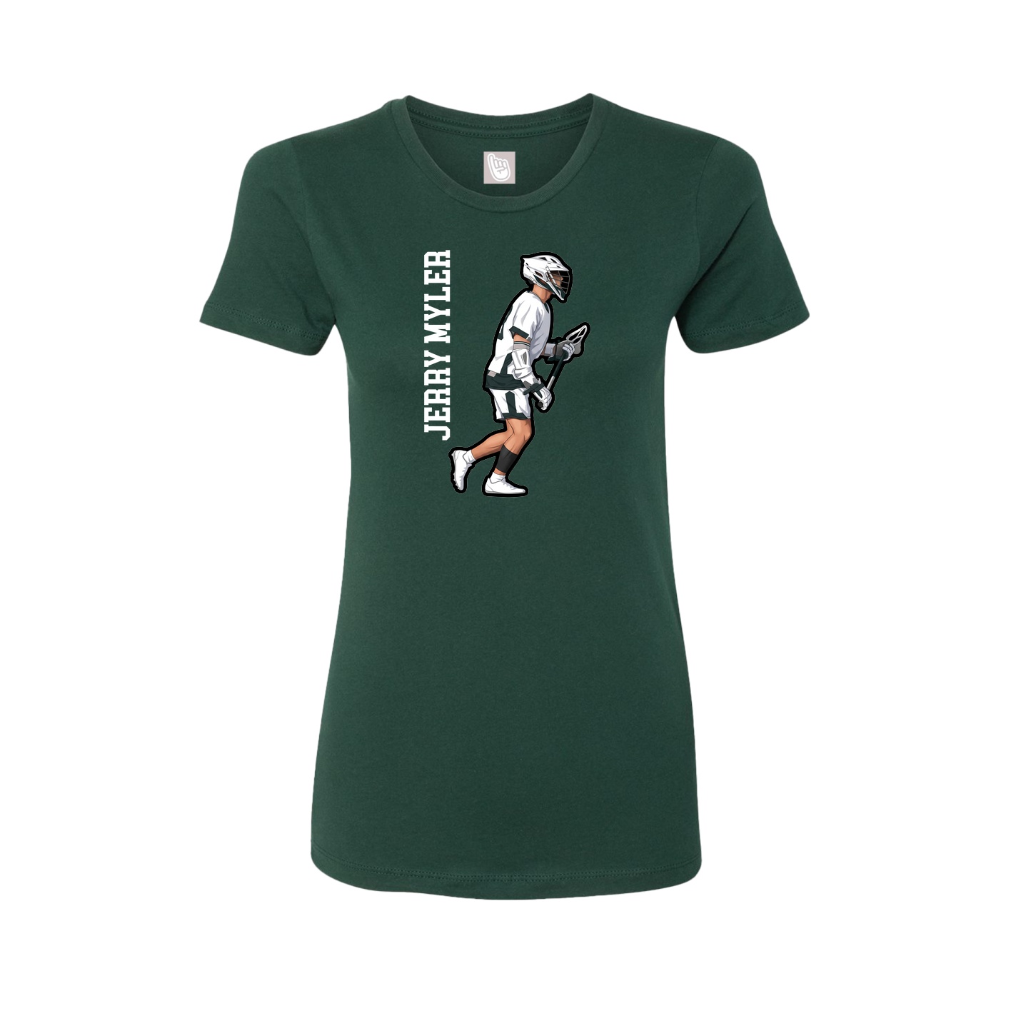 Fitted Women's Tee — Name Vertical in Green