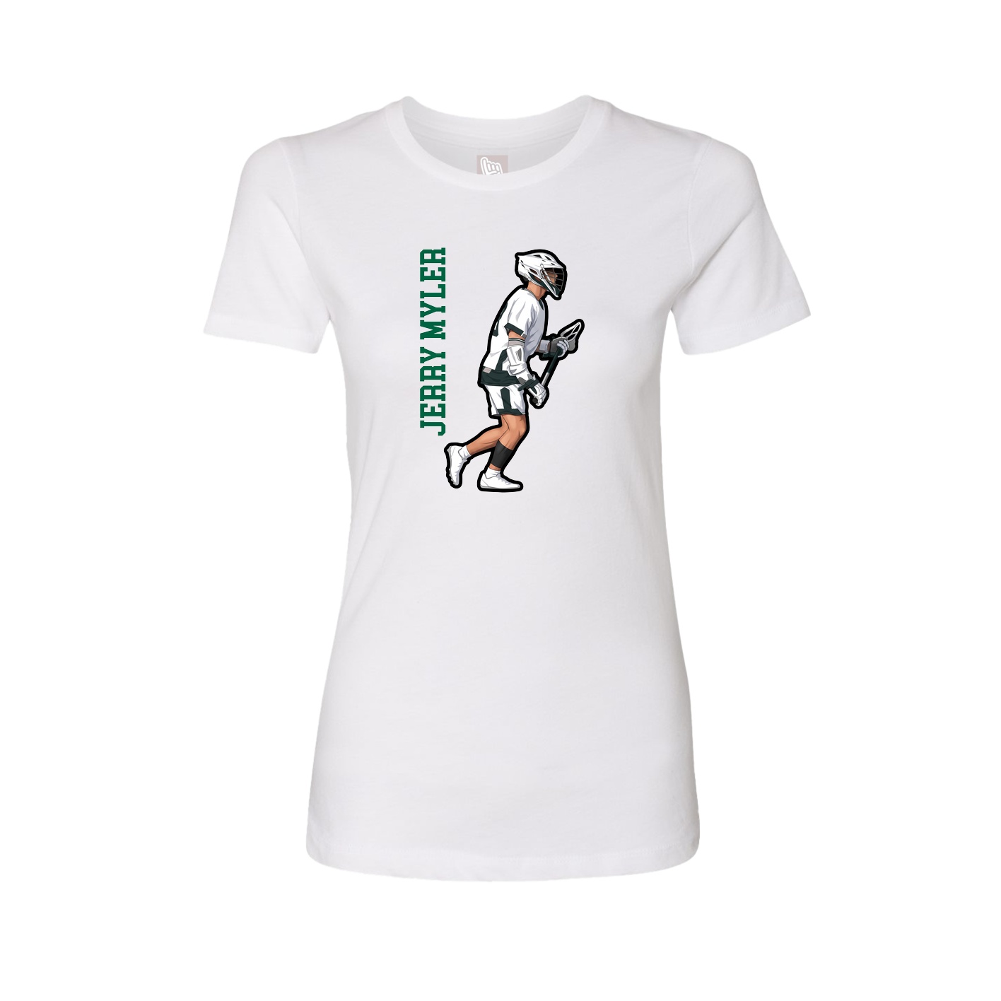 Fitted Women's Tee — Name Vertical in White