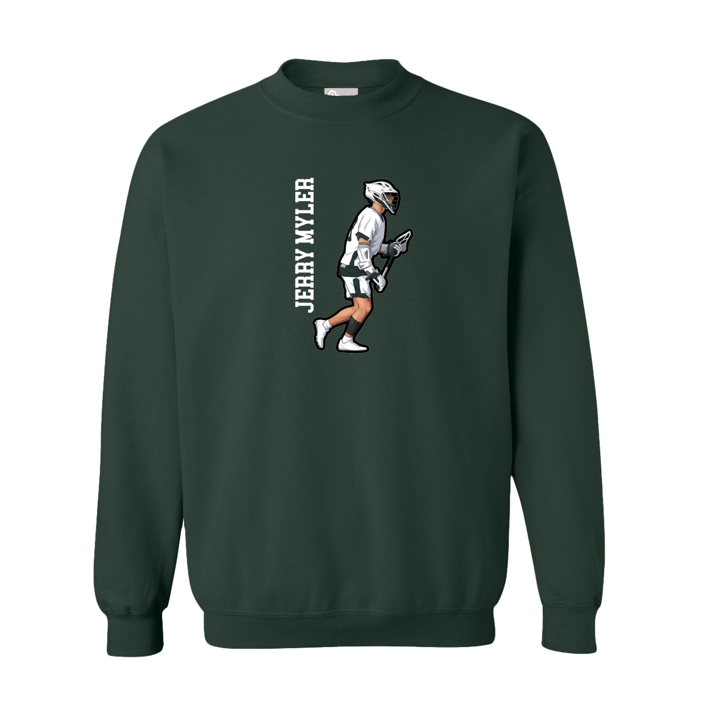 Fleece Crew — Name Vertical in Green