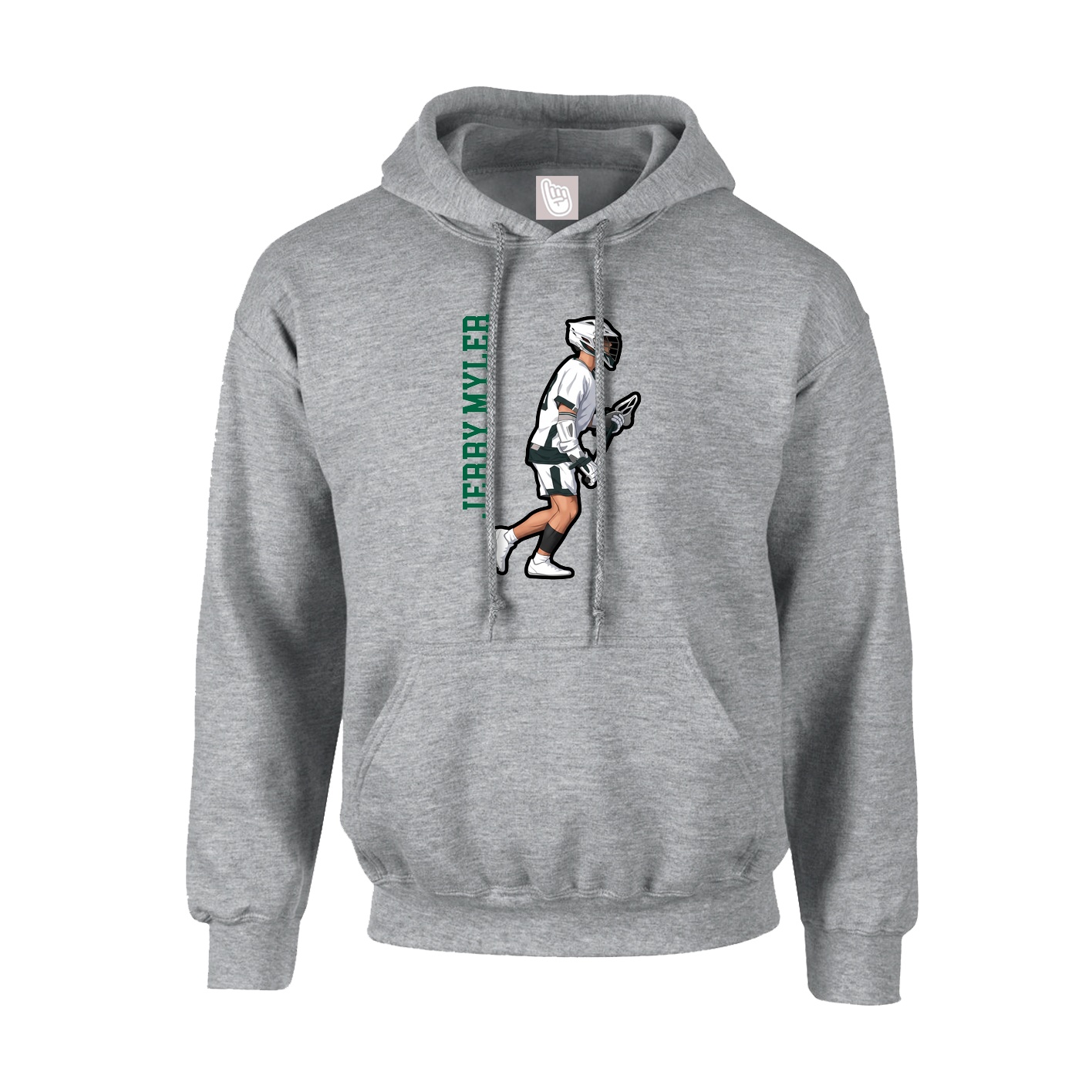 Youth Hoodie — Name Vertical in Grey