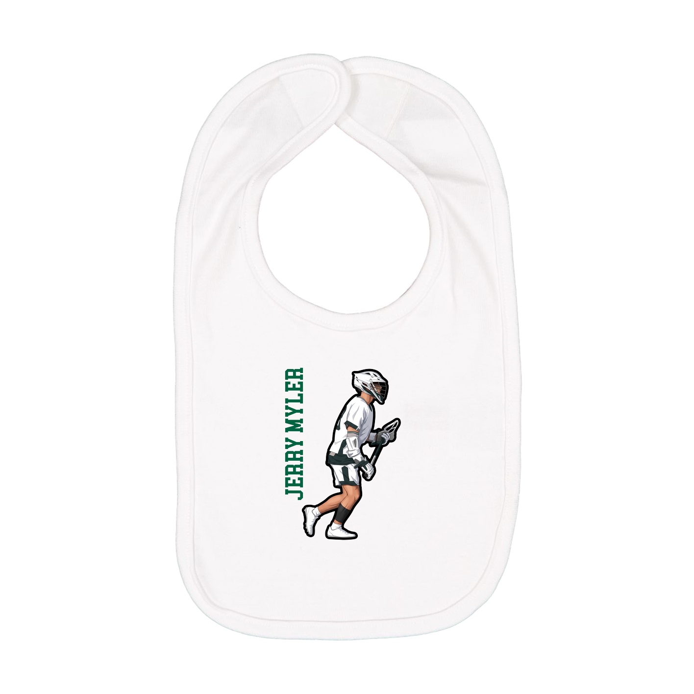Infant Bib — Name Vertical in White