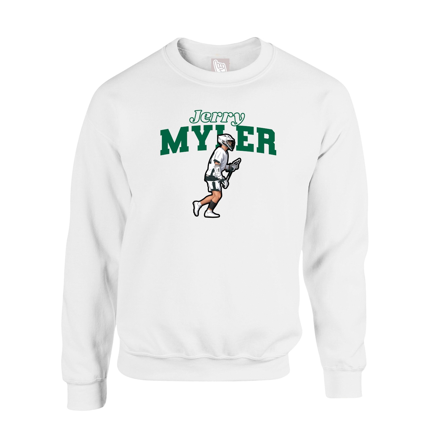 Fleece Crew — Name Arch in White