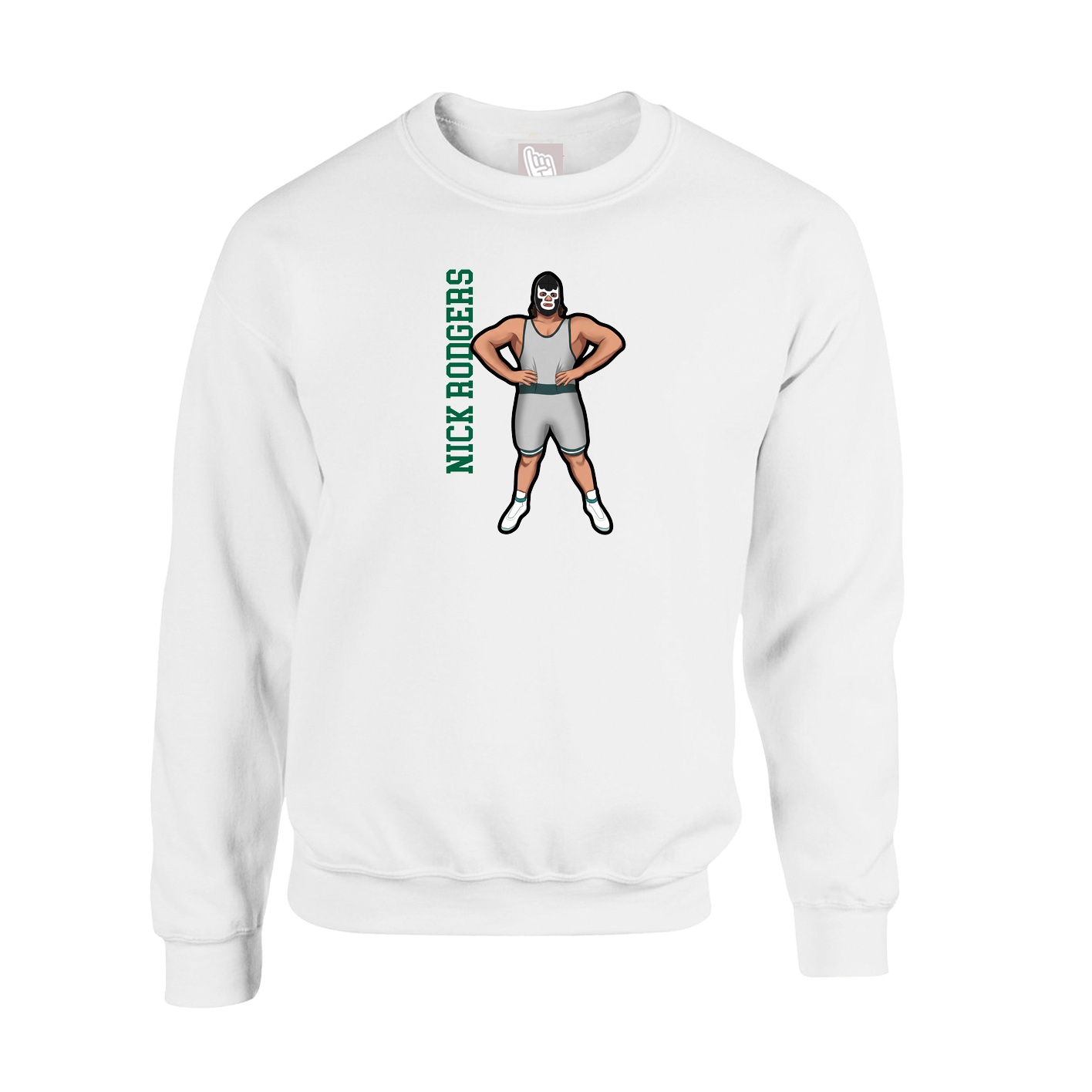 Fleece Crew — Name Vertical in White