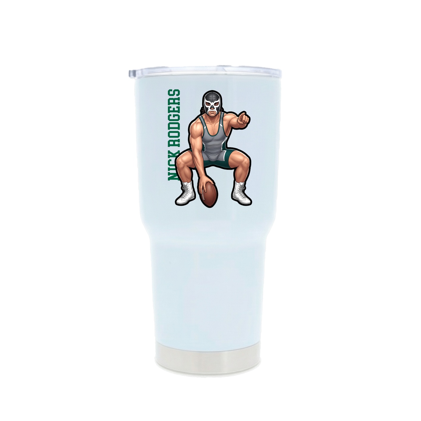 30oz Stainless Steel Tumbler — Name Vertical in White