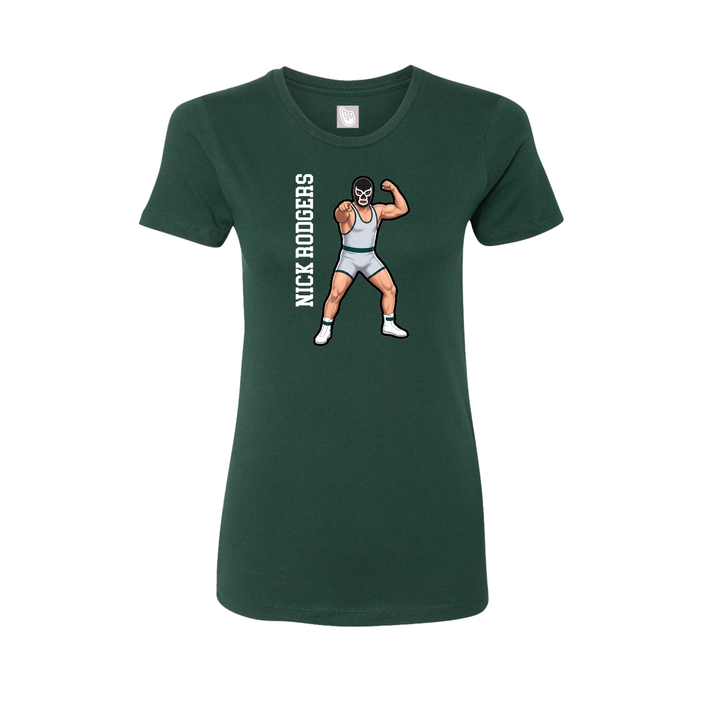 Fitted Women's Tee — Name Vertical in Green