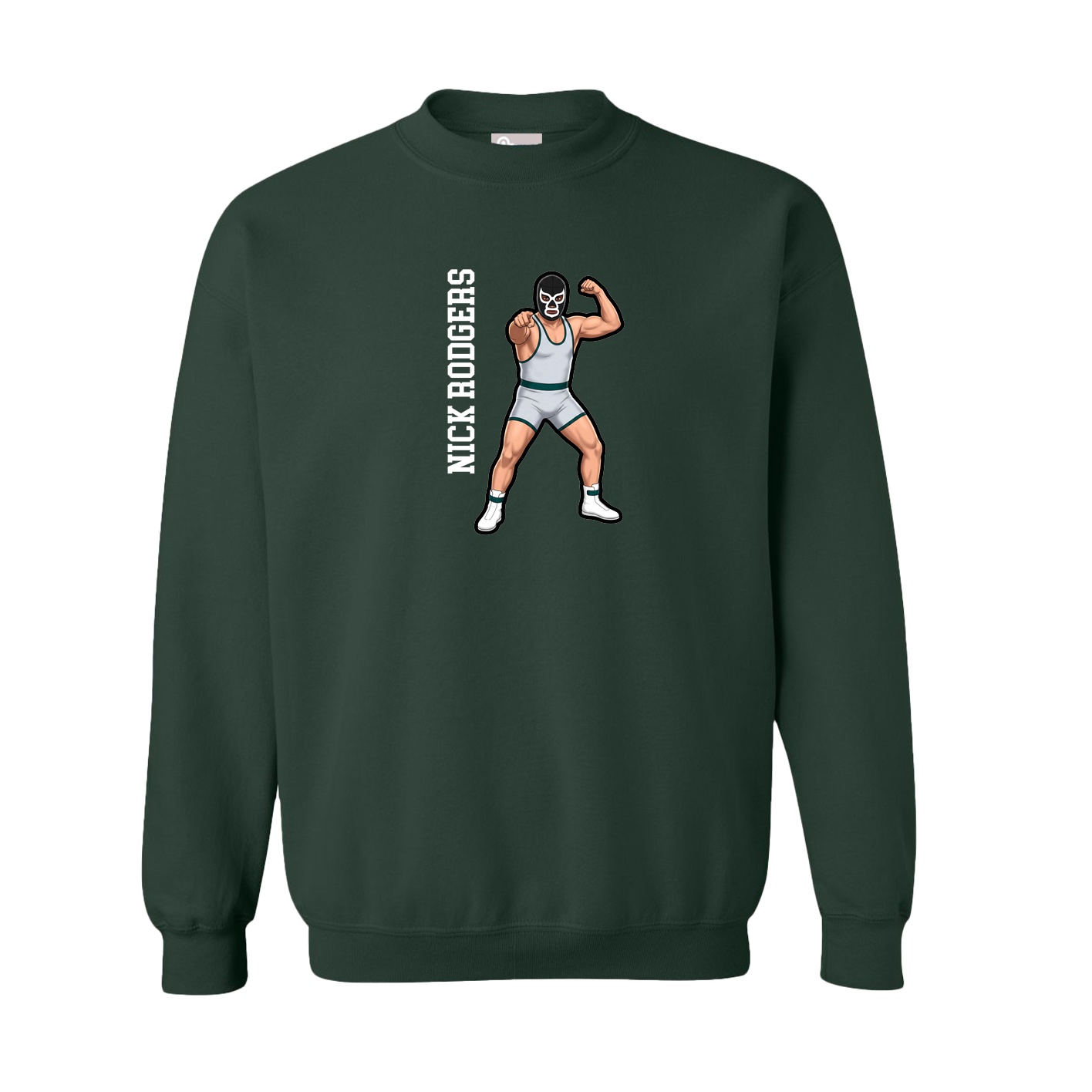 Fleece Crew — Name Vertical in Green