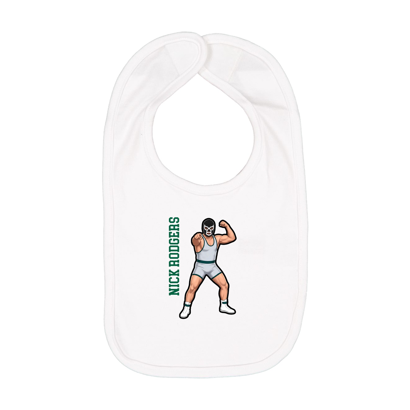 Infant Bib — Name Vertical in White