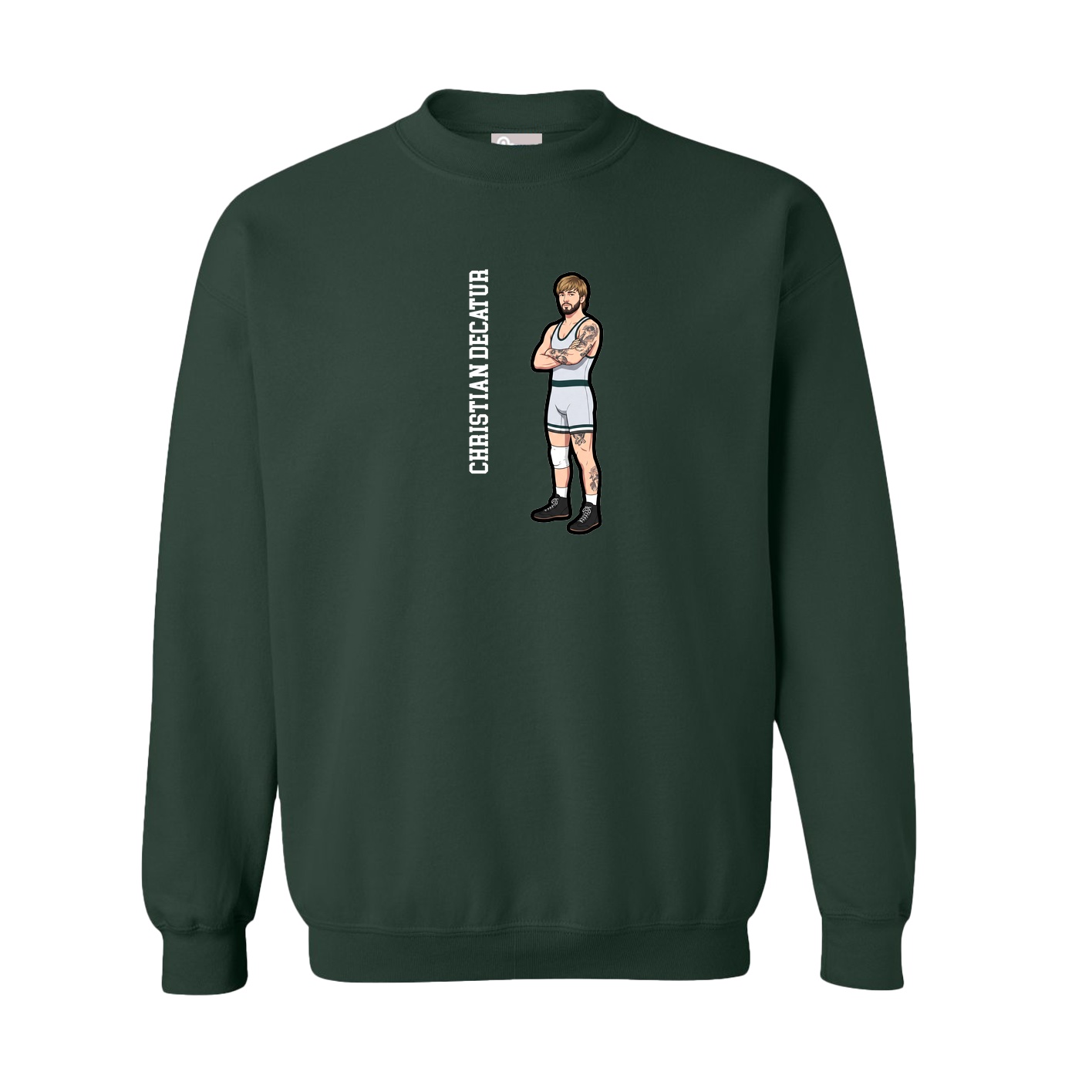 Fleece Crew — Name Vertical in Green