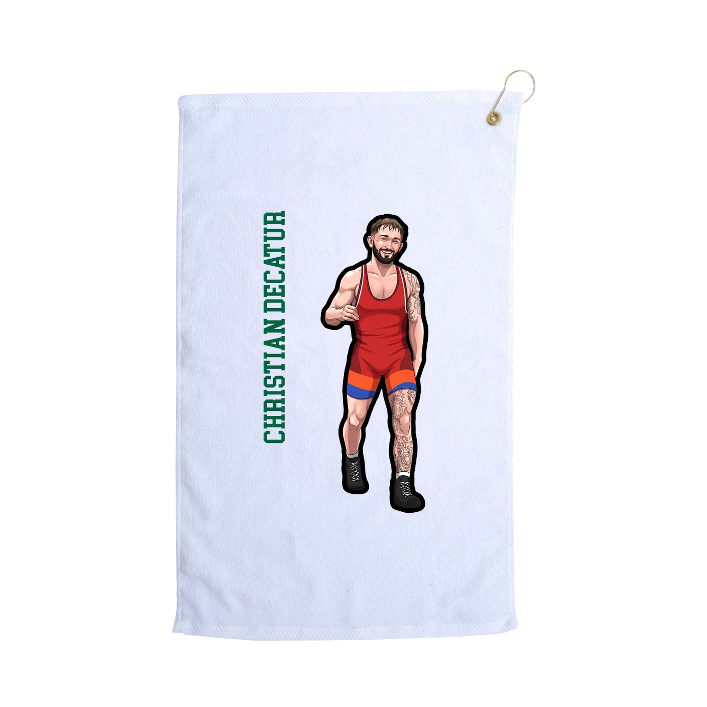 Golf Towel — Name Vertical in White