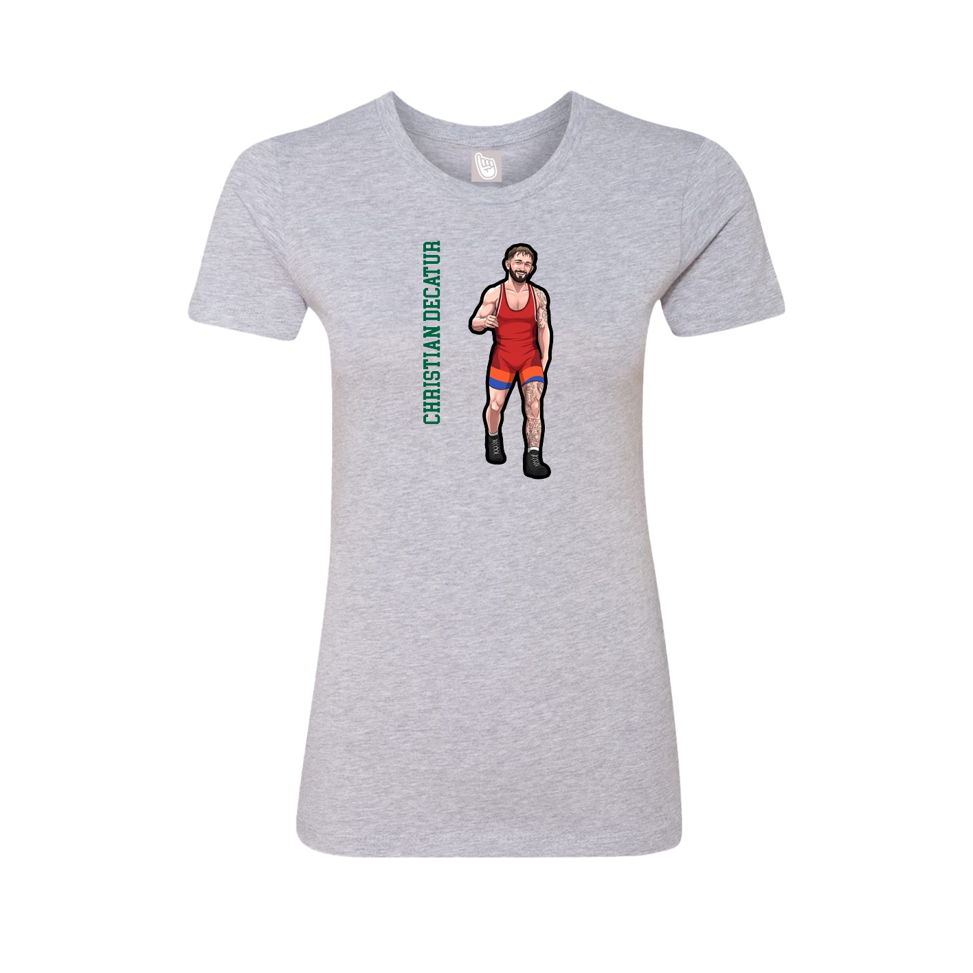 Fitted Women's Tee — Name Vertical in Grey