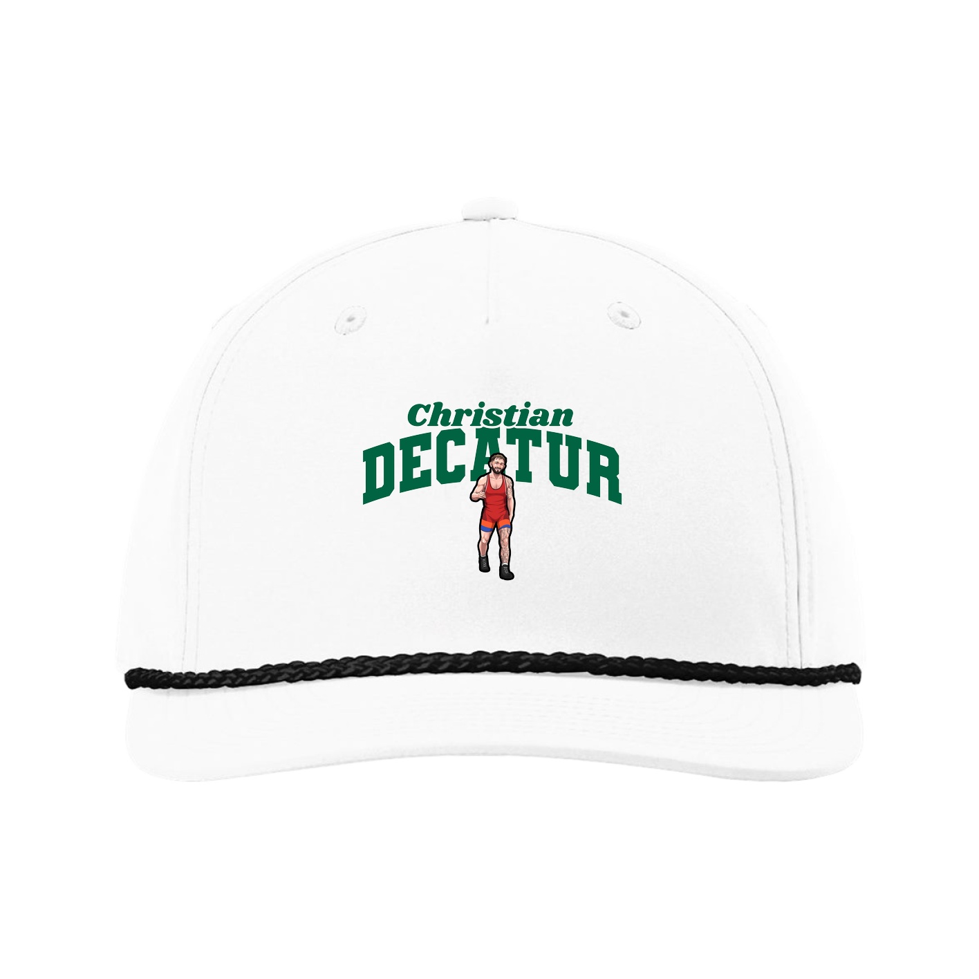 Five-Panel Classic Rope Cap — Signature Arch in White