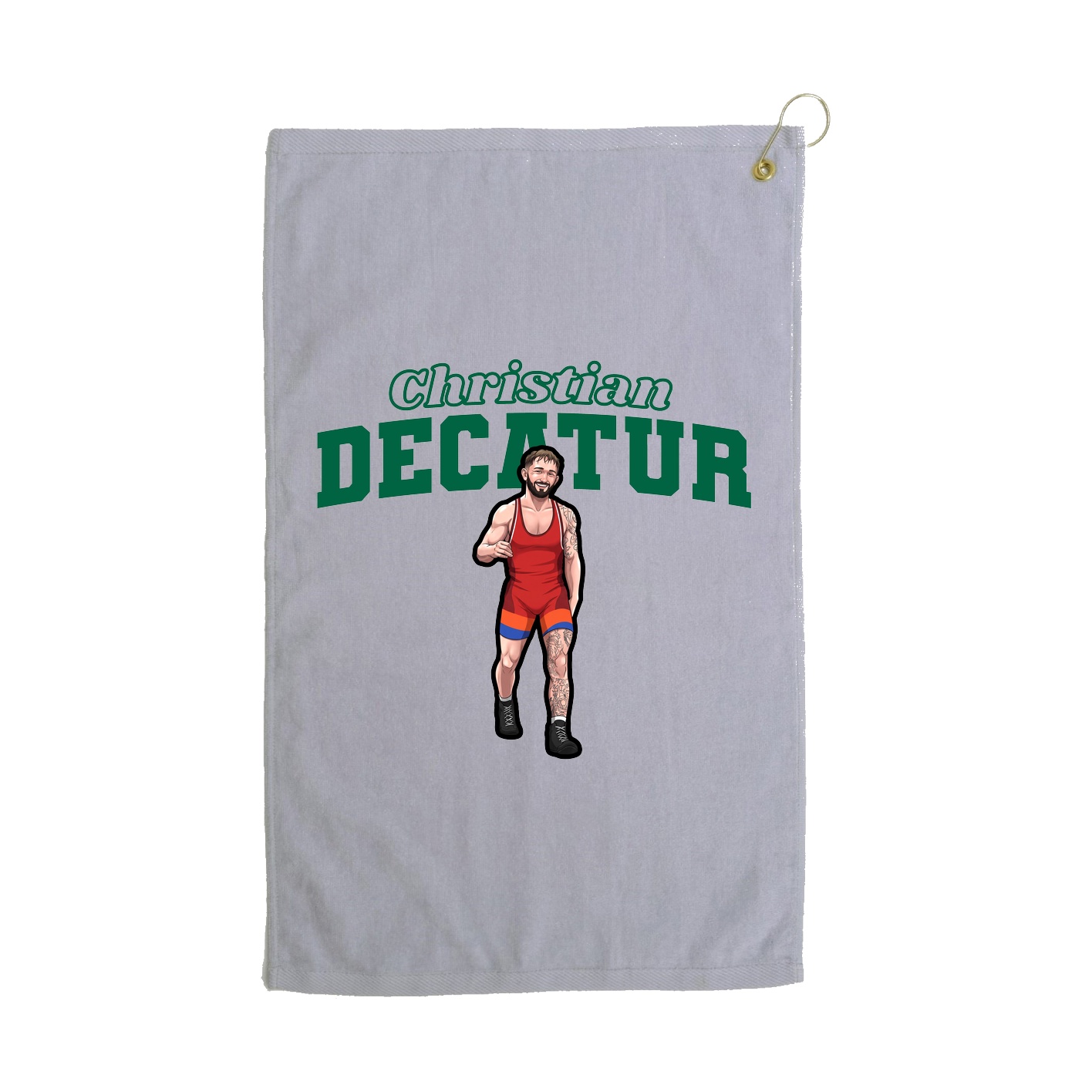 Golf Towel — Name Arch in Grey