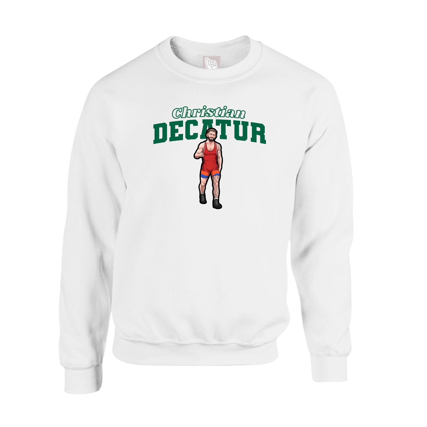 Fleece Crew — Name Arch in White