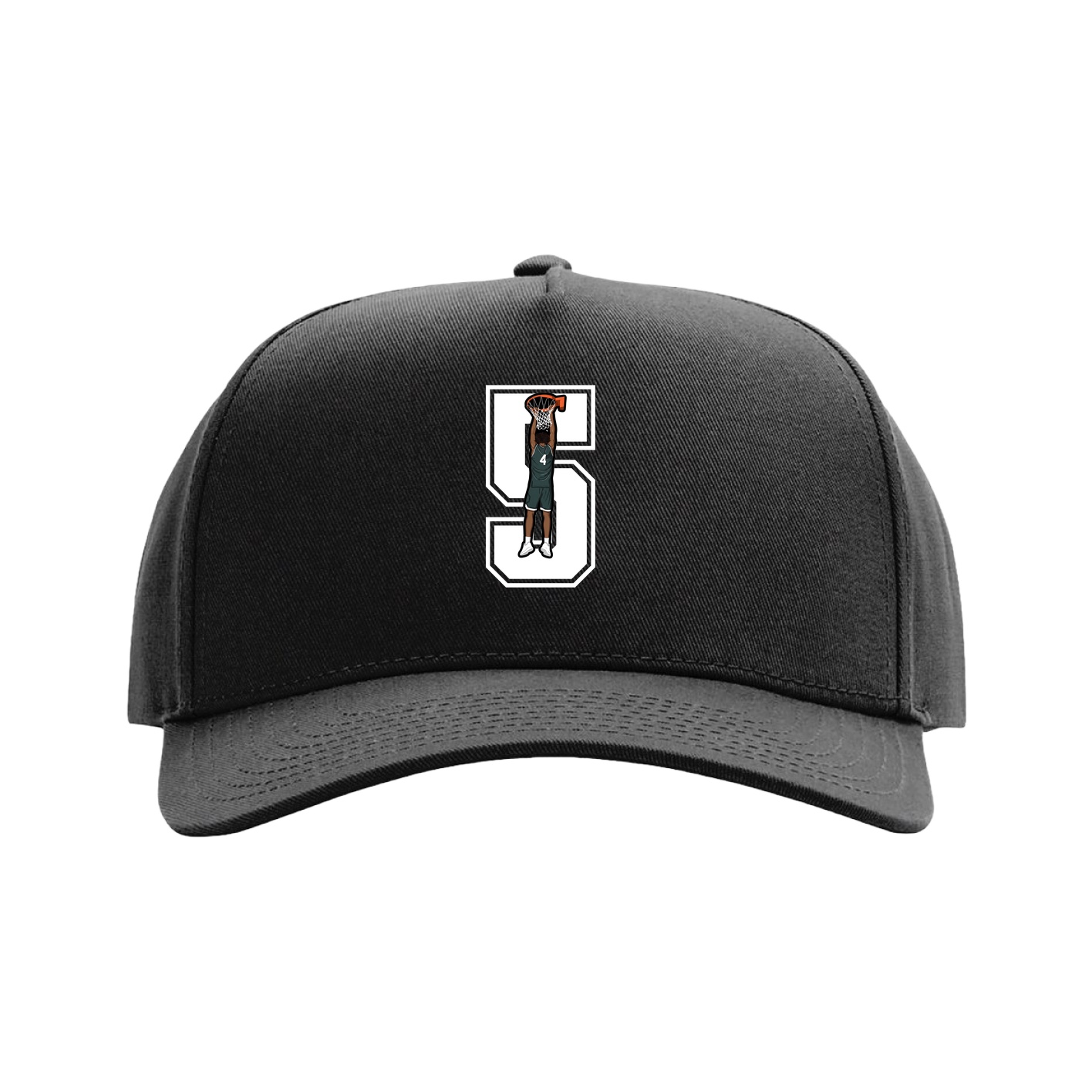 Full Fabric Five-Panel Champ Cap — Number in Black