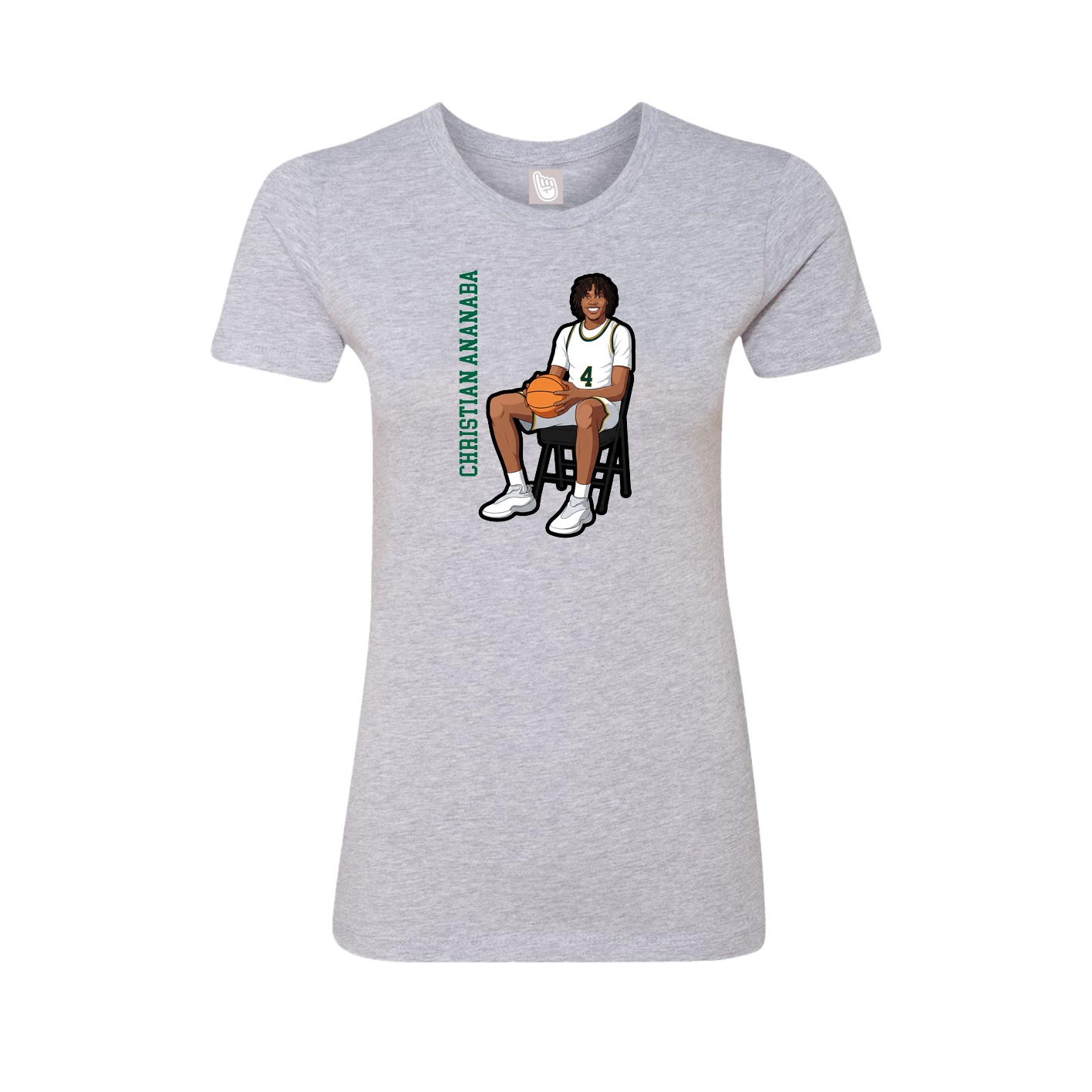 Fitted Women's Tee — Name Vertical in Grey