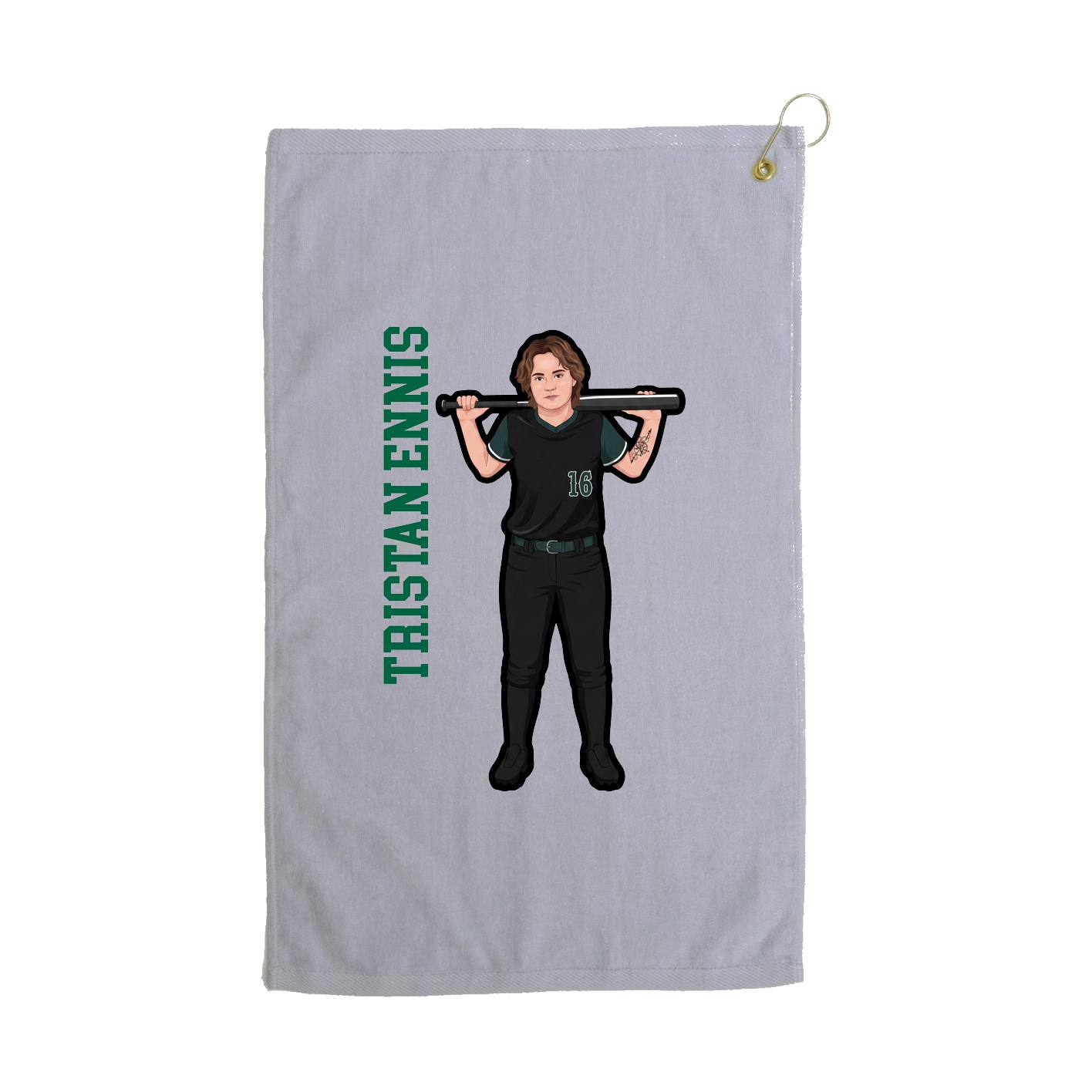 Golf Towel — Name Vertical in Grey