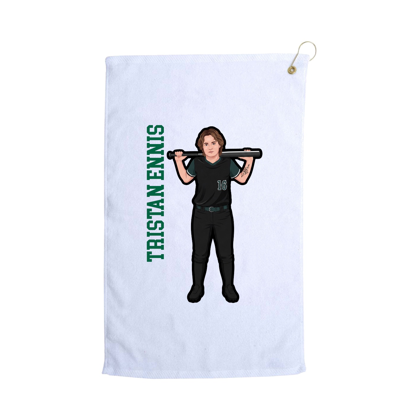 Golf Towel — Name Vertical in White