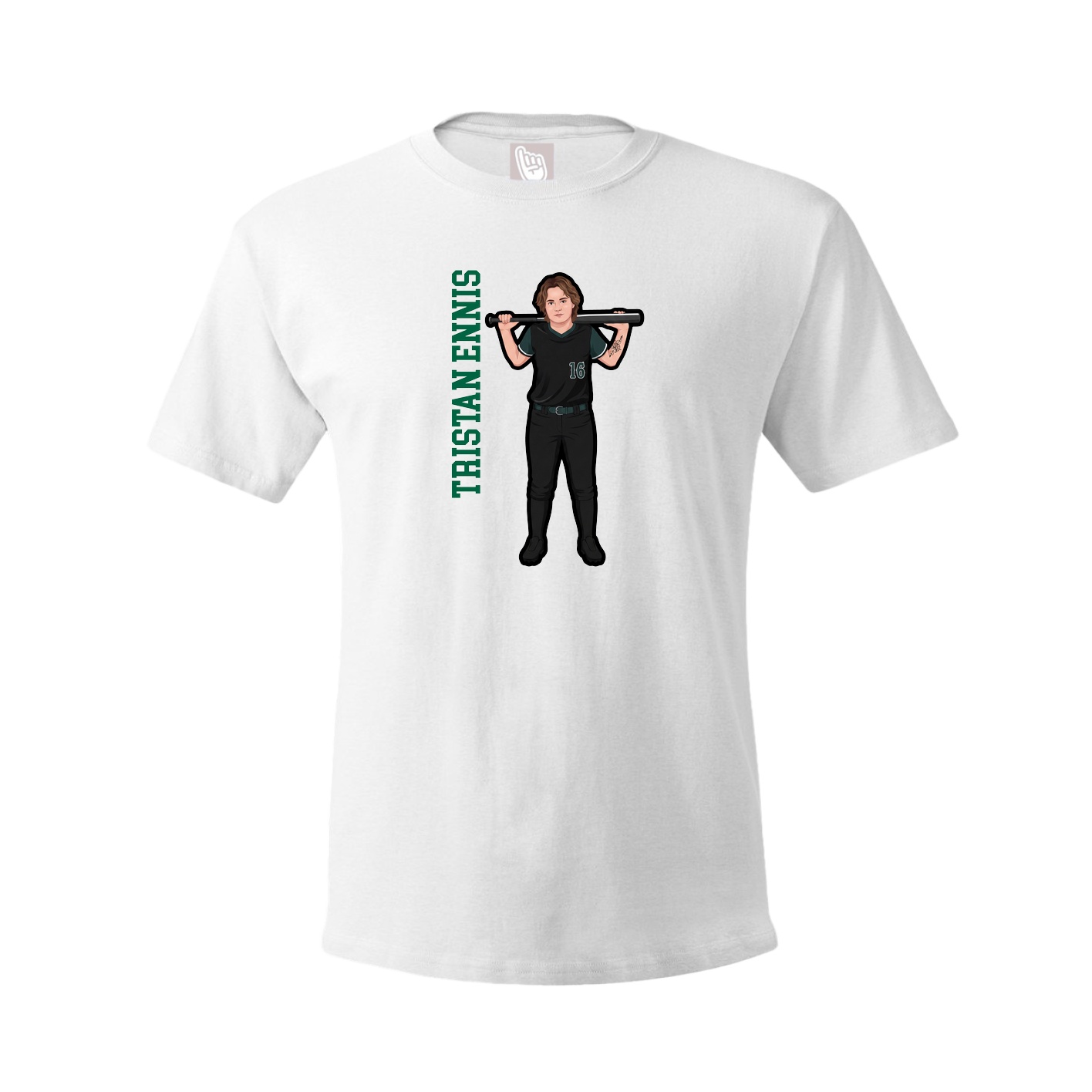 Tee — Name Vertical in White