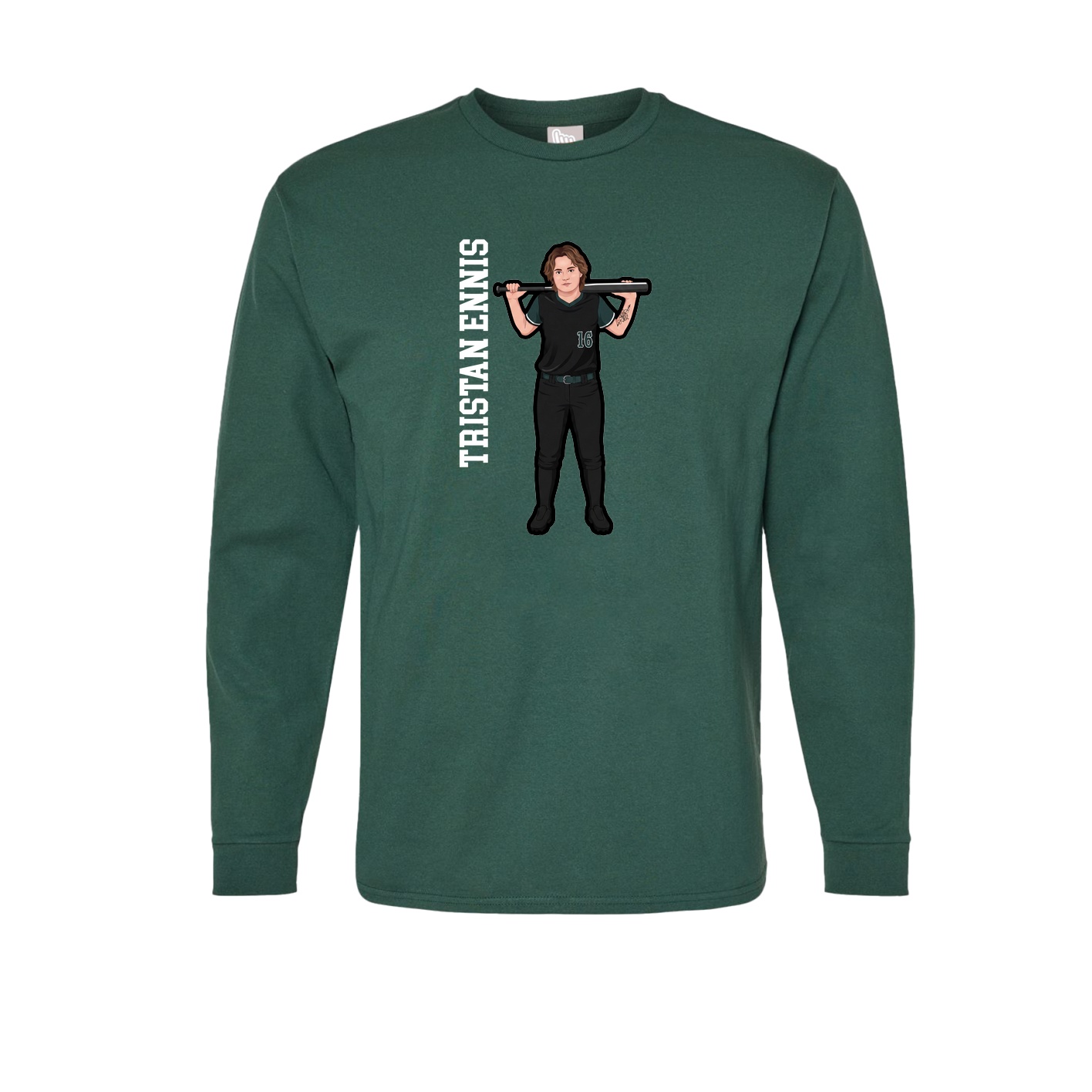Long Sleeve Tee — Name Vertical in Green