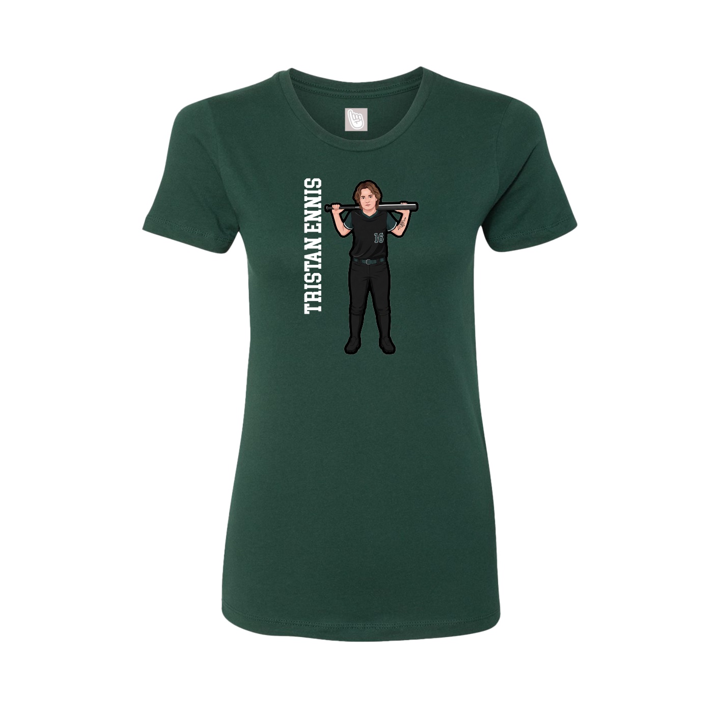 Fitted Women's Tee — Name Vertical in Green