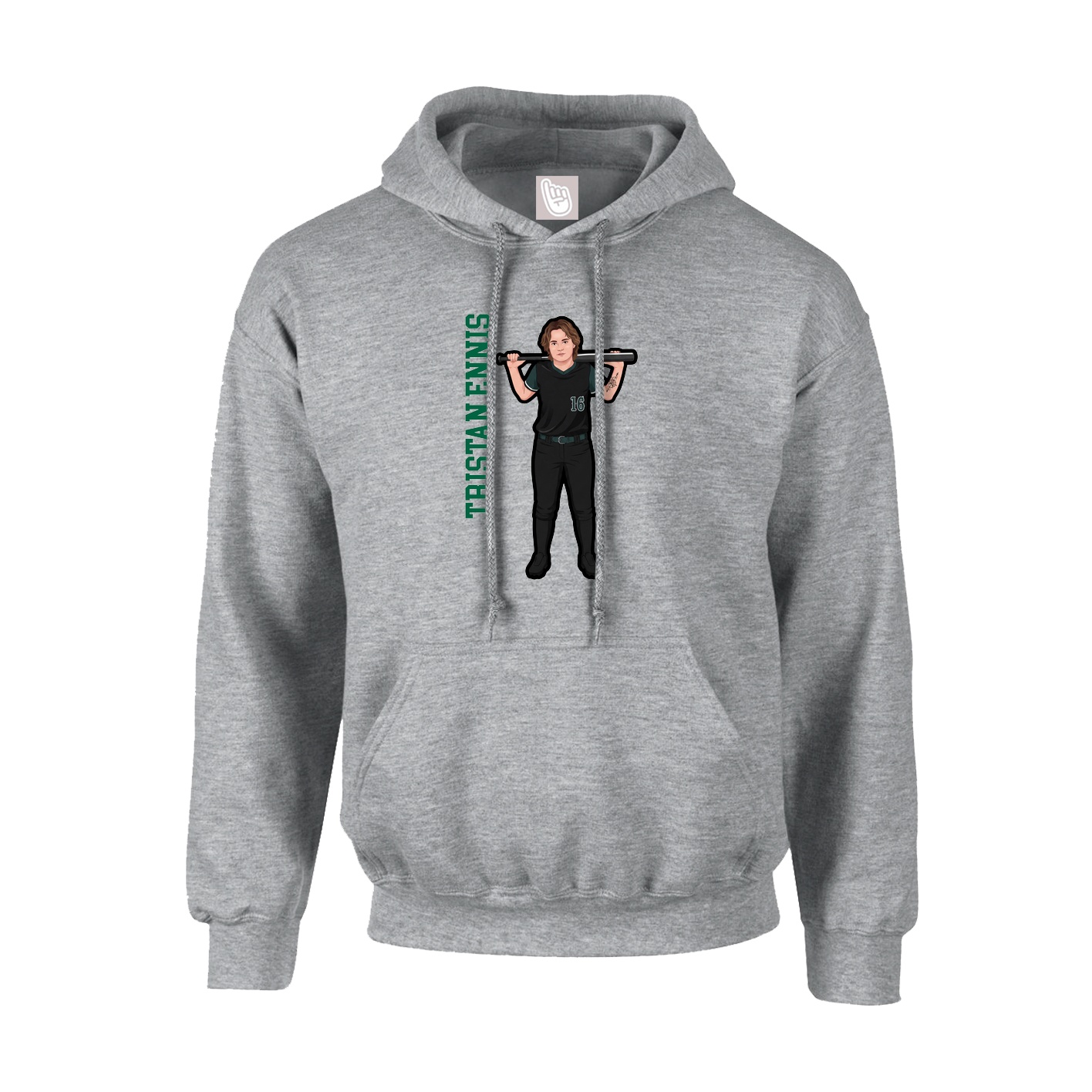 Youth Hoodie — Name Vertical in Grey