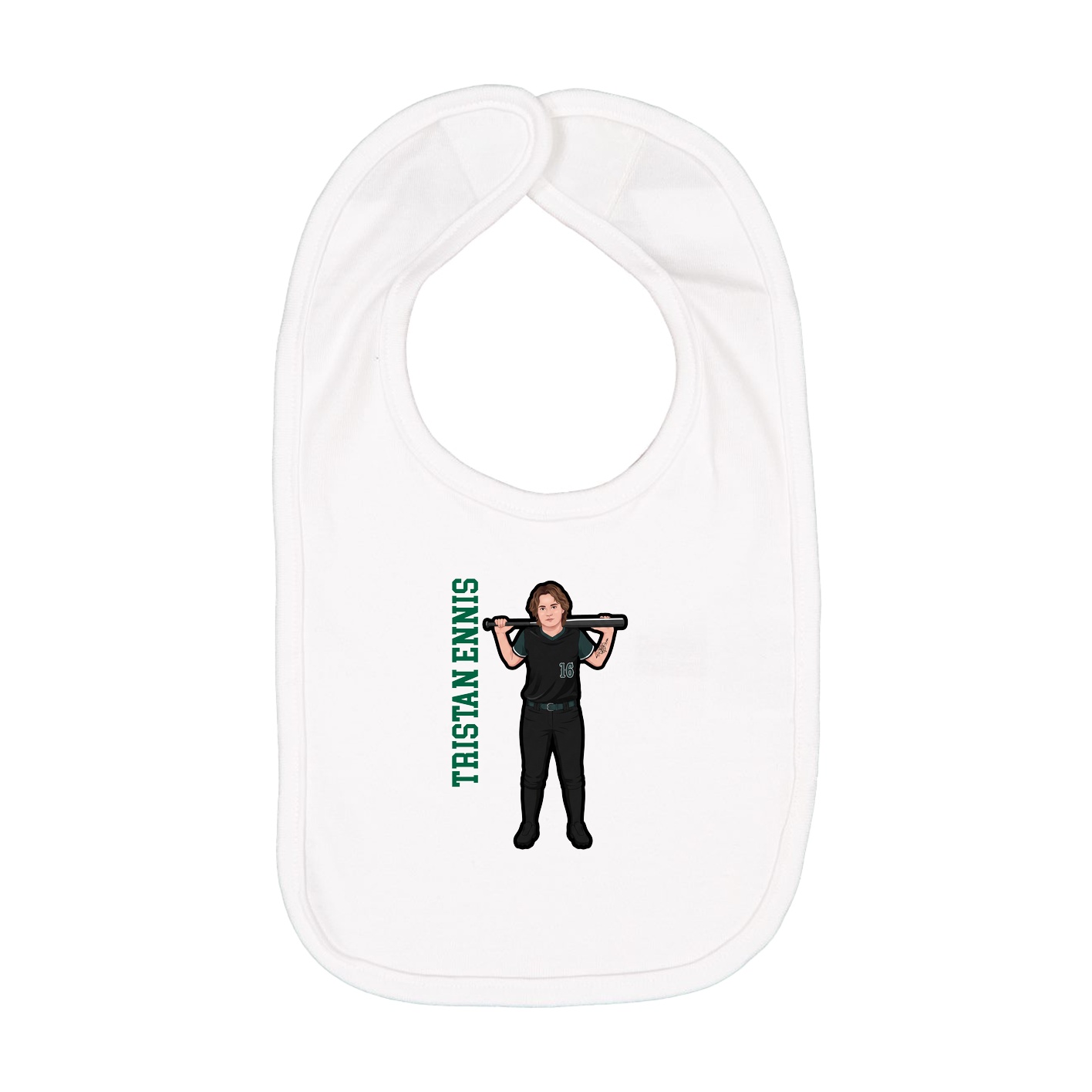 Infant Bib — Name Vertical in White