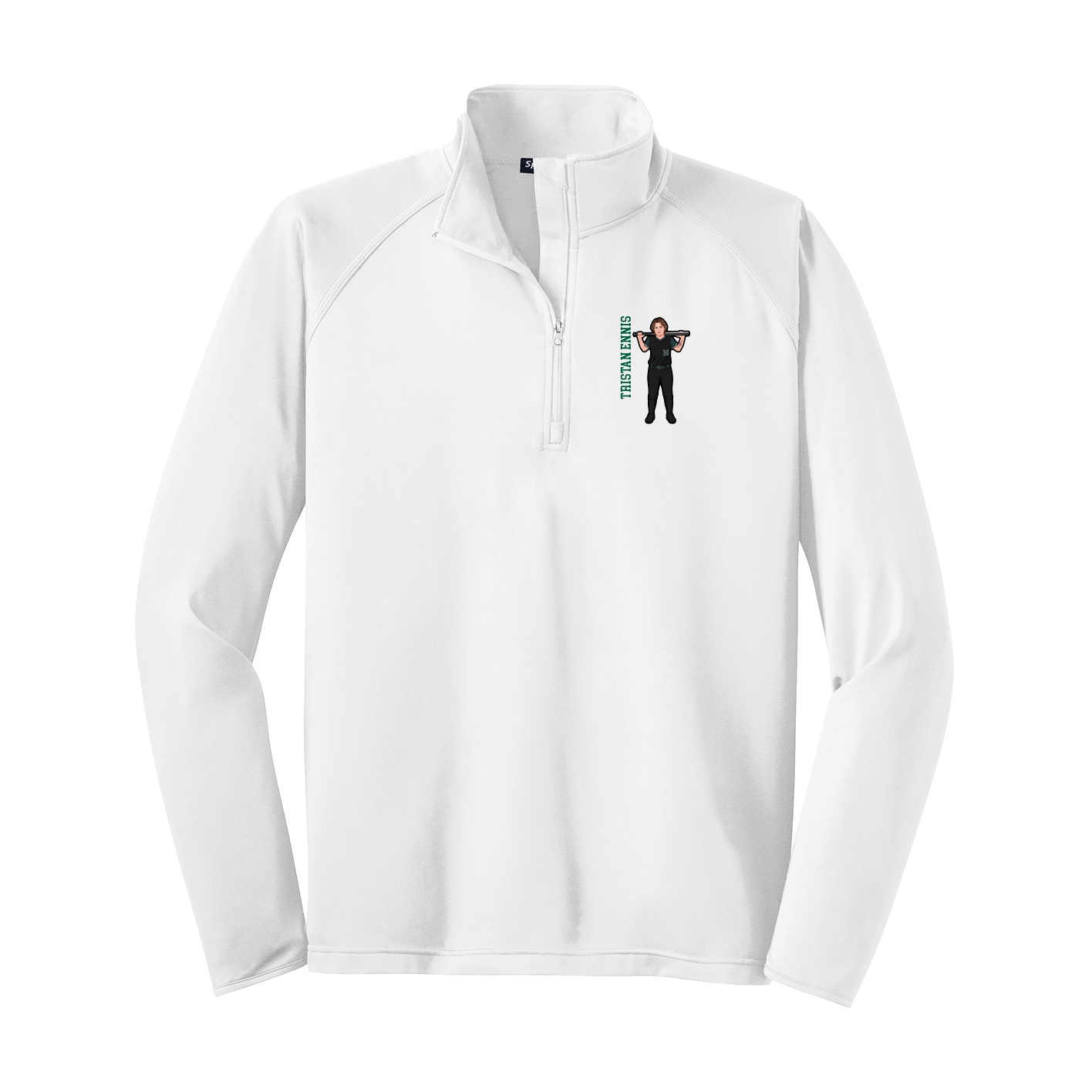 Q-Zip Pullover — Name Vertical in White
