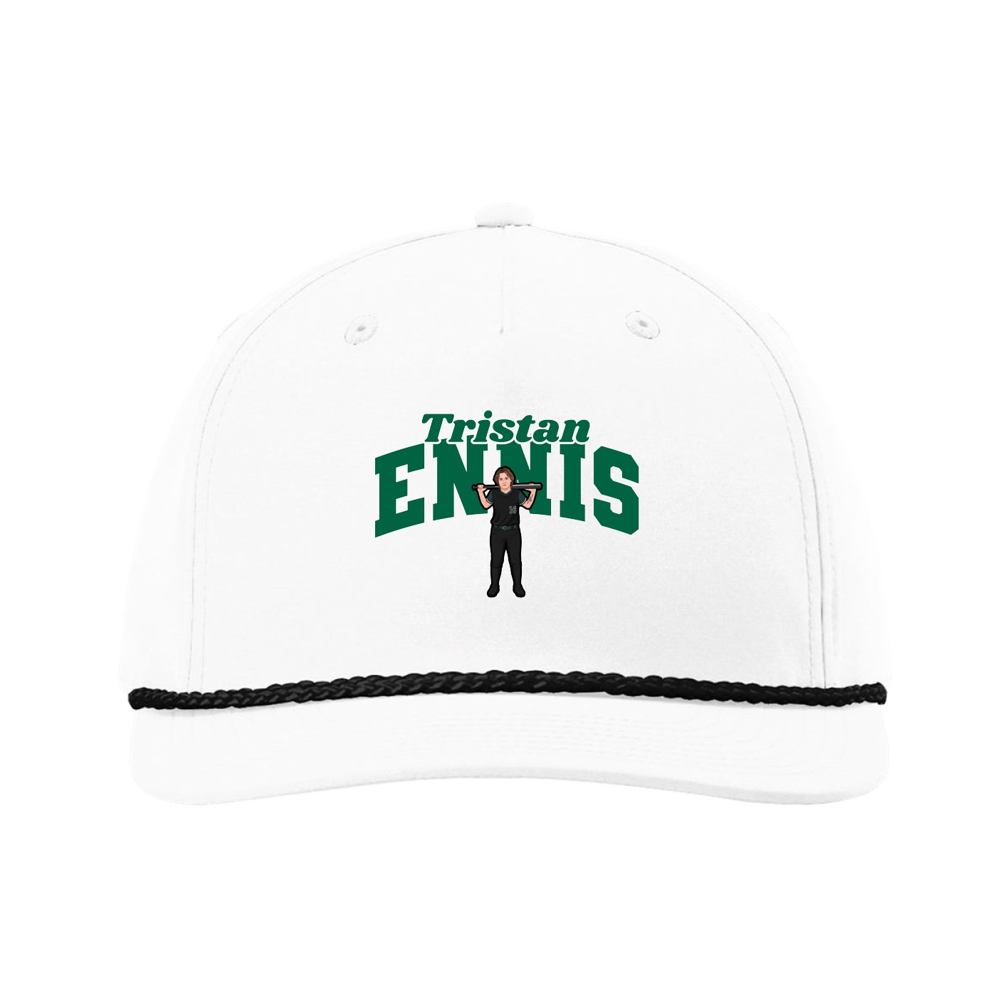Five-Panel Classic Rope Cap — Signature Arch in White