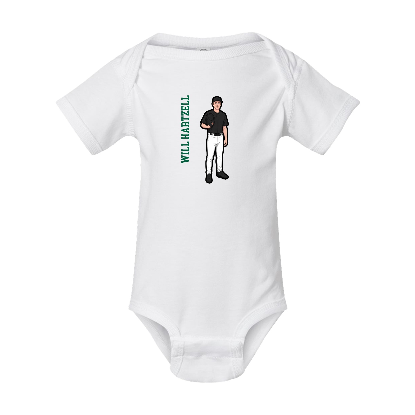 Baby Onesie — Name Vertical in White