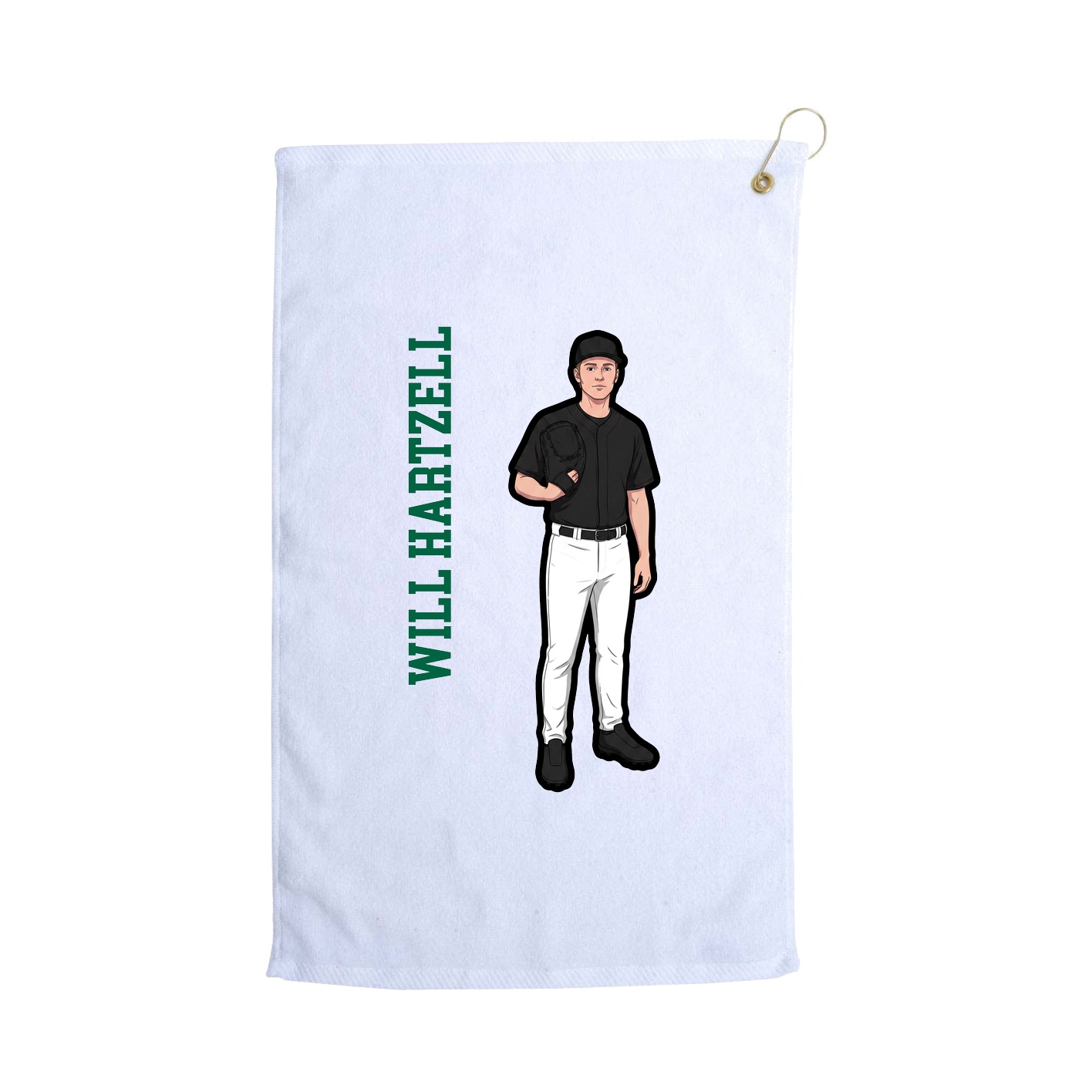 Golf Towel — Name Vertical in White