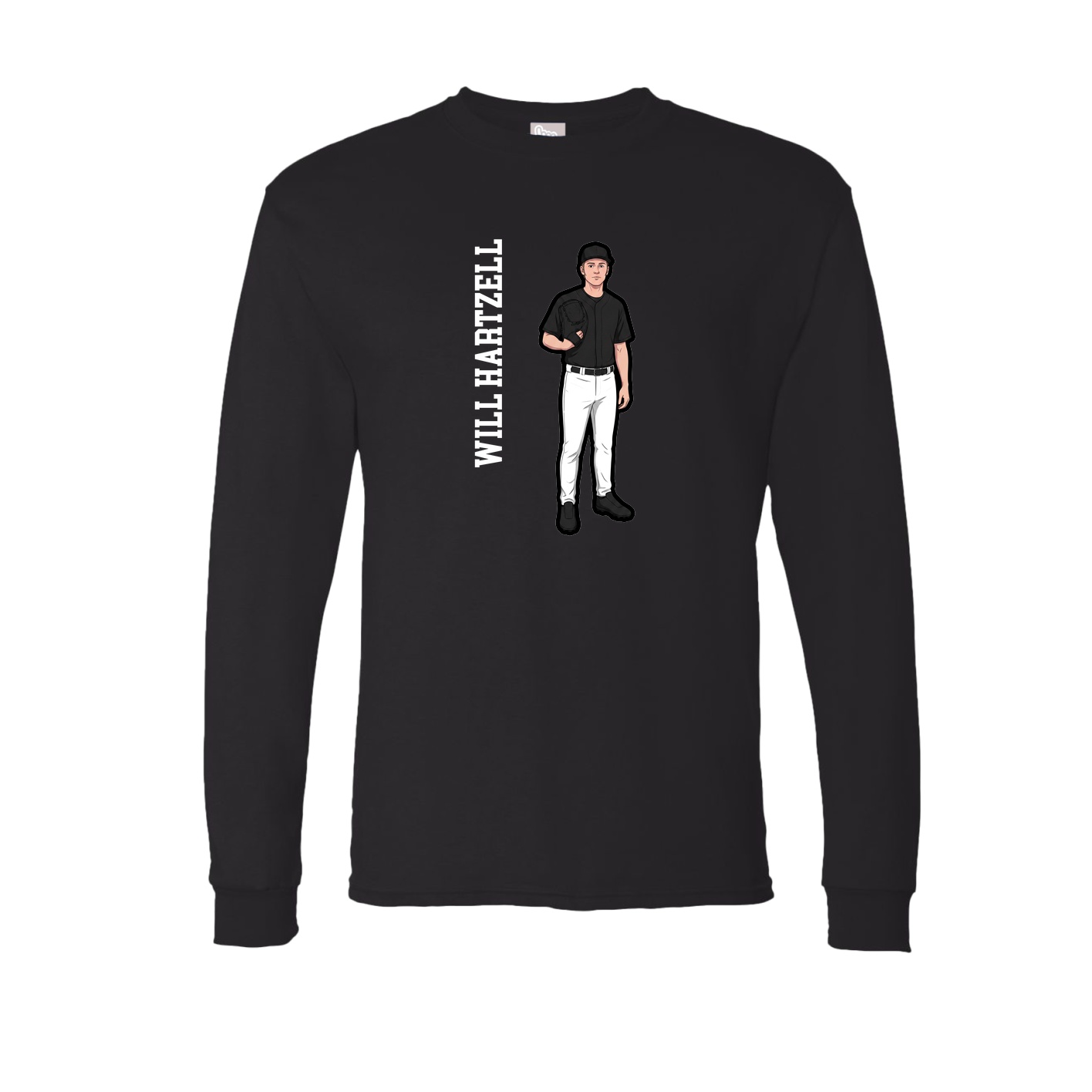 Long Sleeve Tee — Name Vertical in Black