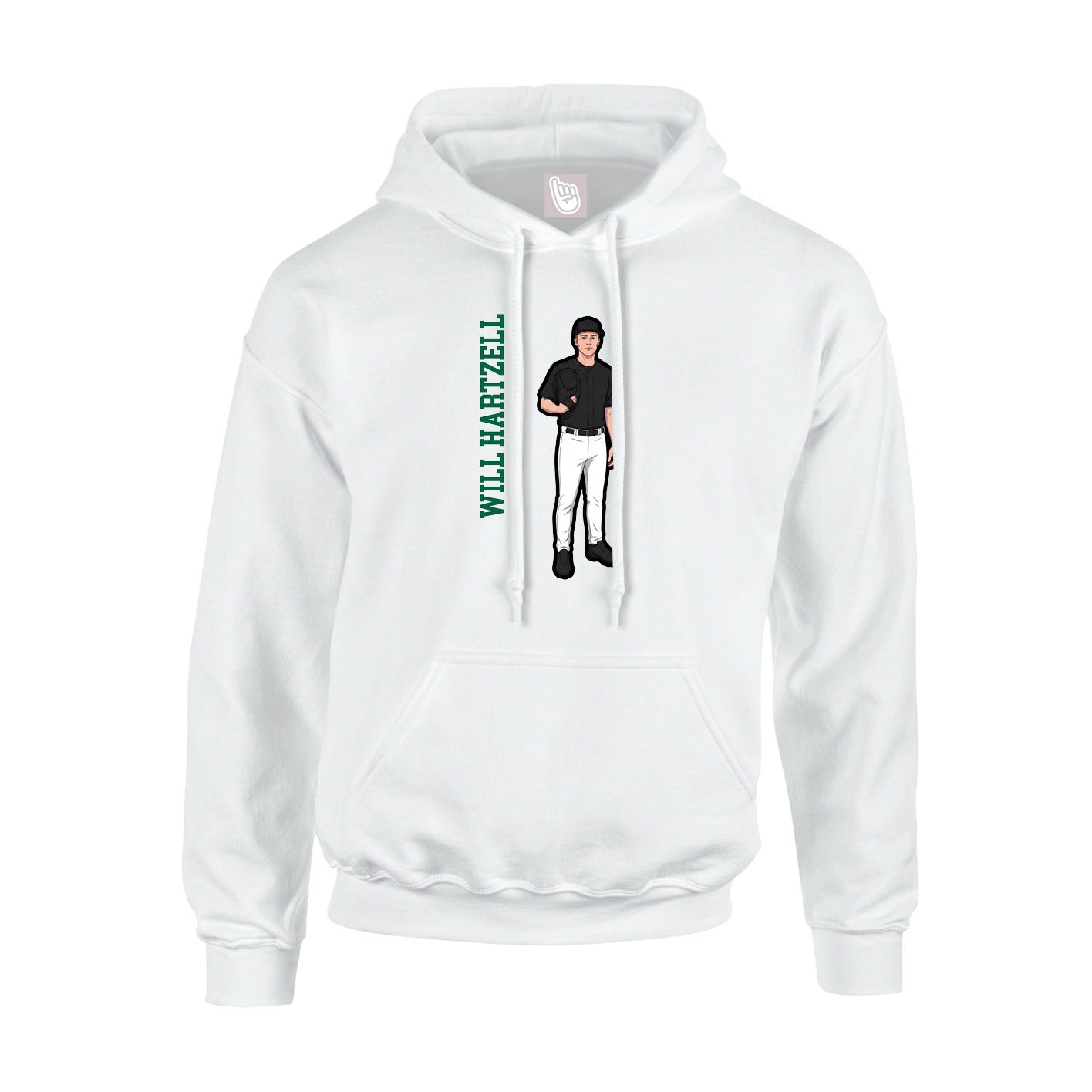 Youth Hoodie — Name Vertical in White