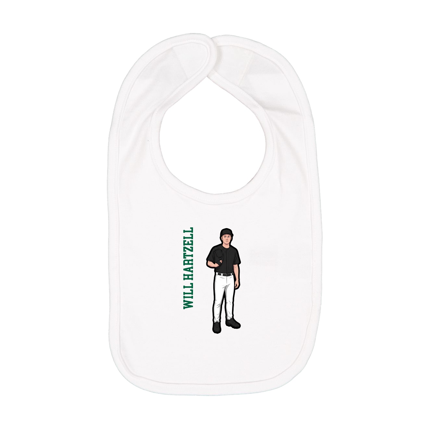 Infant Bib — Name Vertical in White