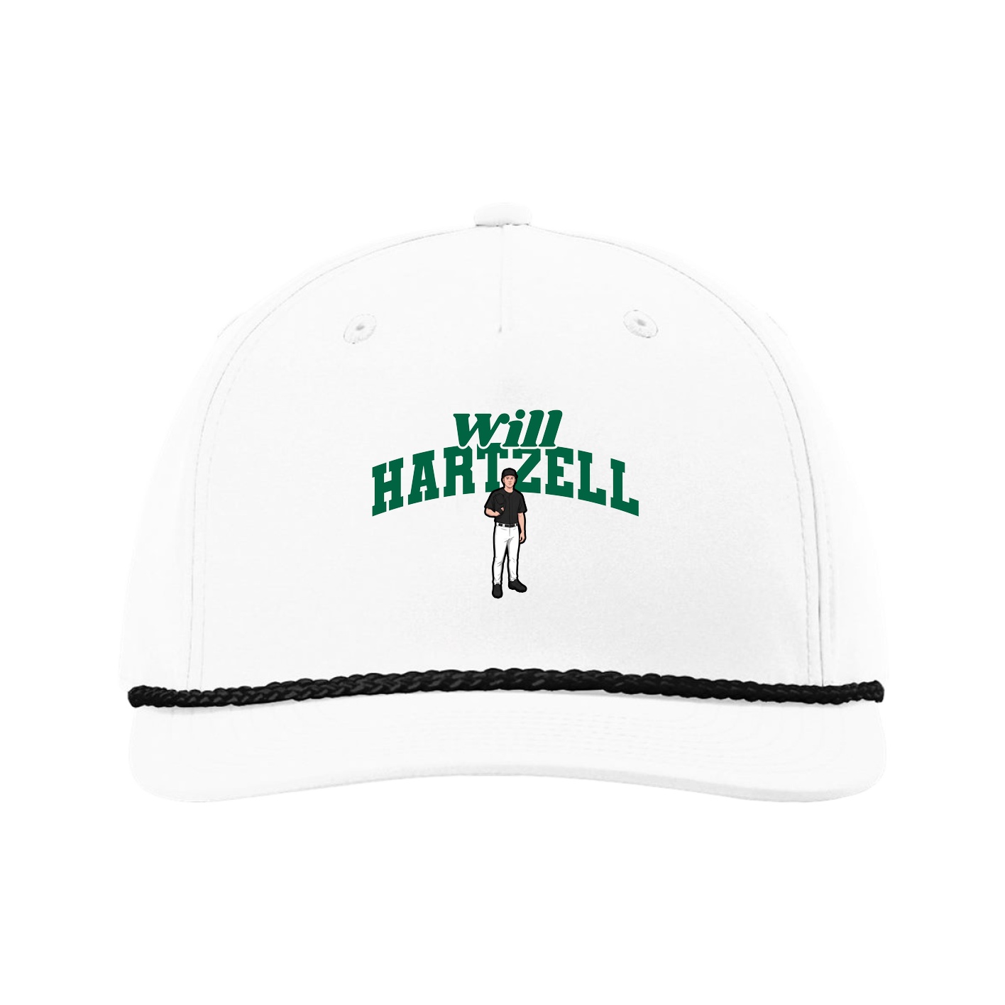 Five-Panel Classic Rope Cap — Signature Arch in White