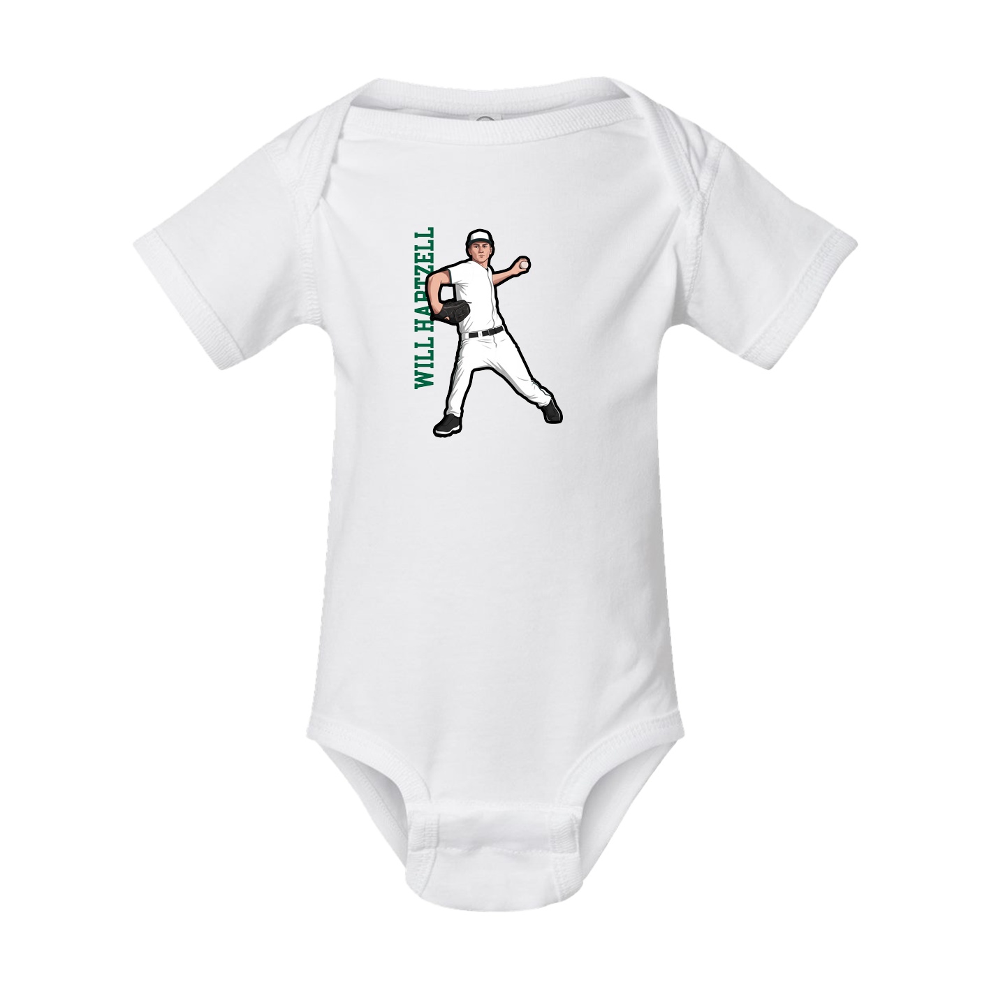Baby Onesie — Name Vertical in White