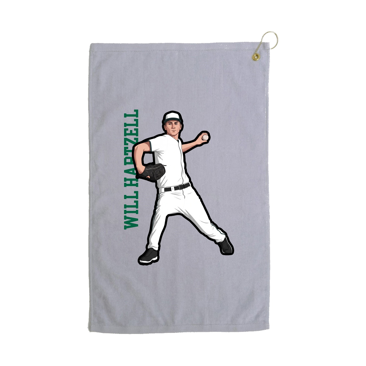 Golf Towel — Name Vertical in Grey