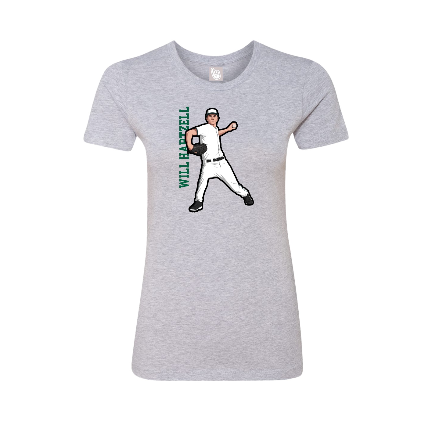 Fitted Women's Tee — Name Vertical in Grey