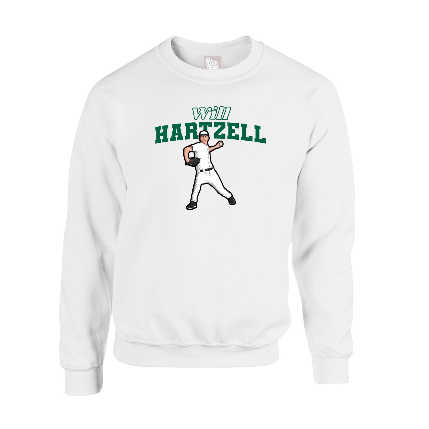 Fleece Crew — Name Arch in White