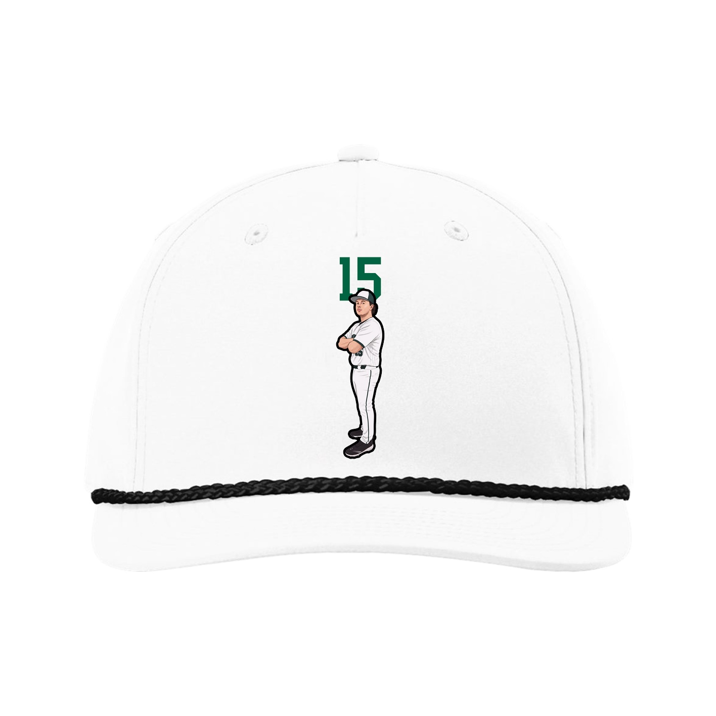 Five-Panel Classic Rope Cap — Number Top in White
