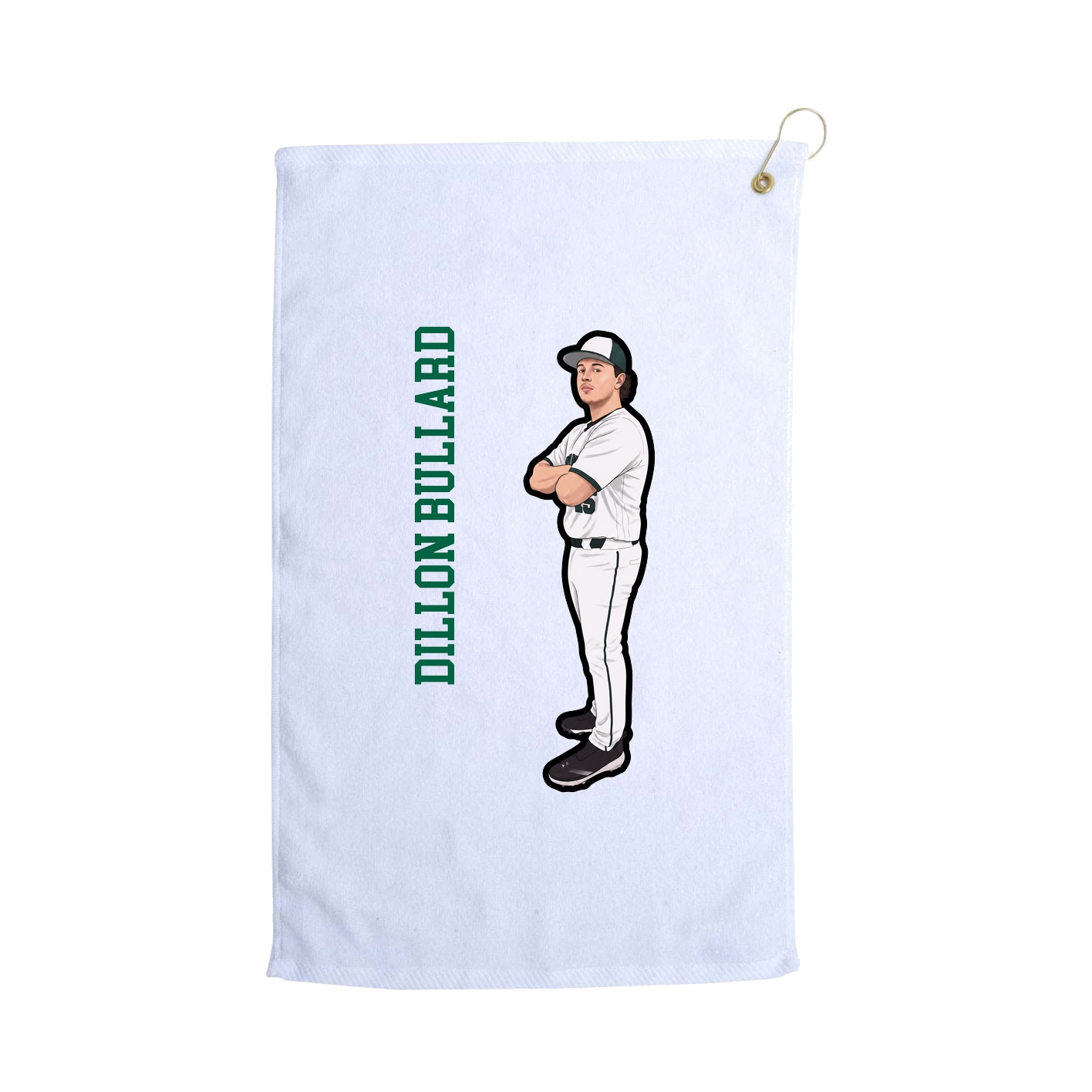 Golf Towel — Name Vertical in White