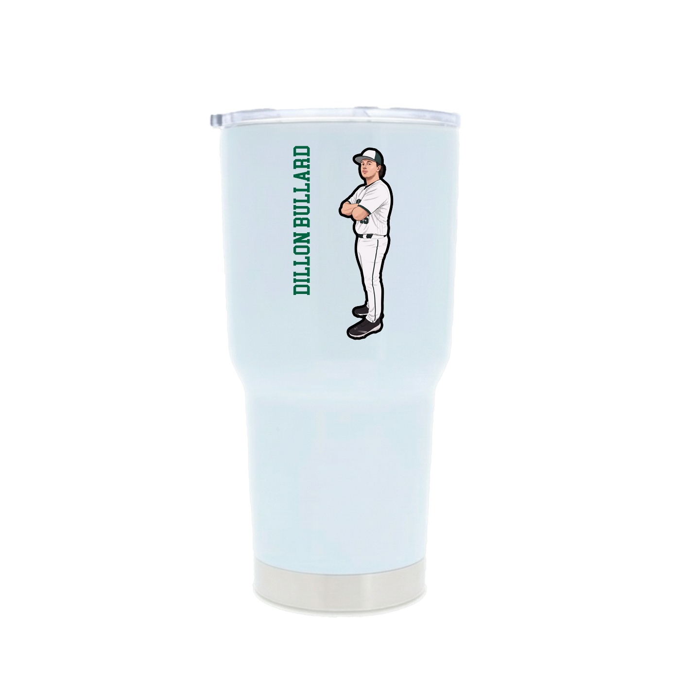 30oz Stainless Steel Tumbler — Name Vertical in White