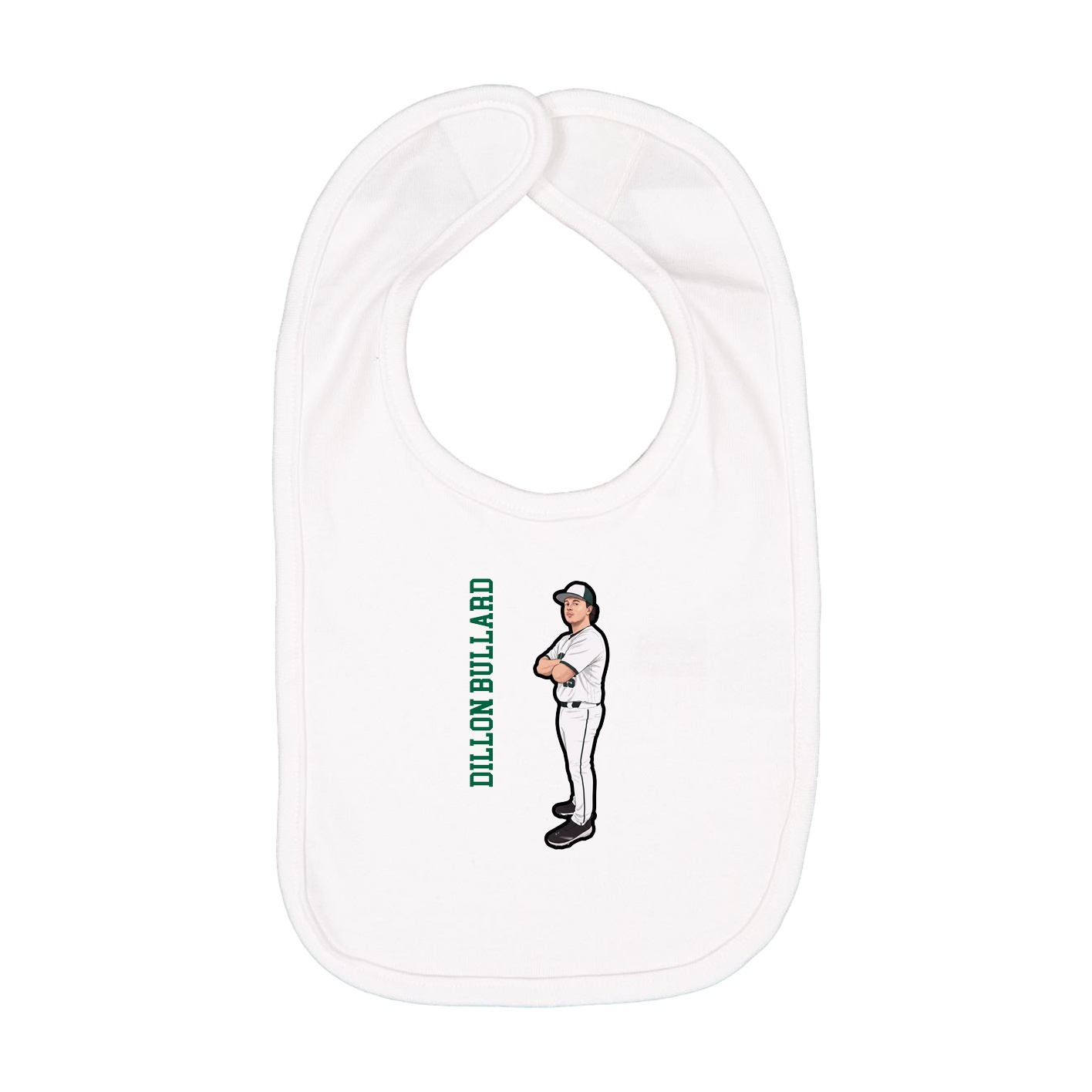 Infant Bib — Name Vertical in White