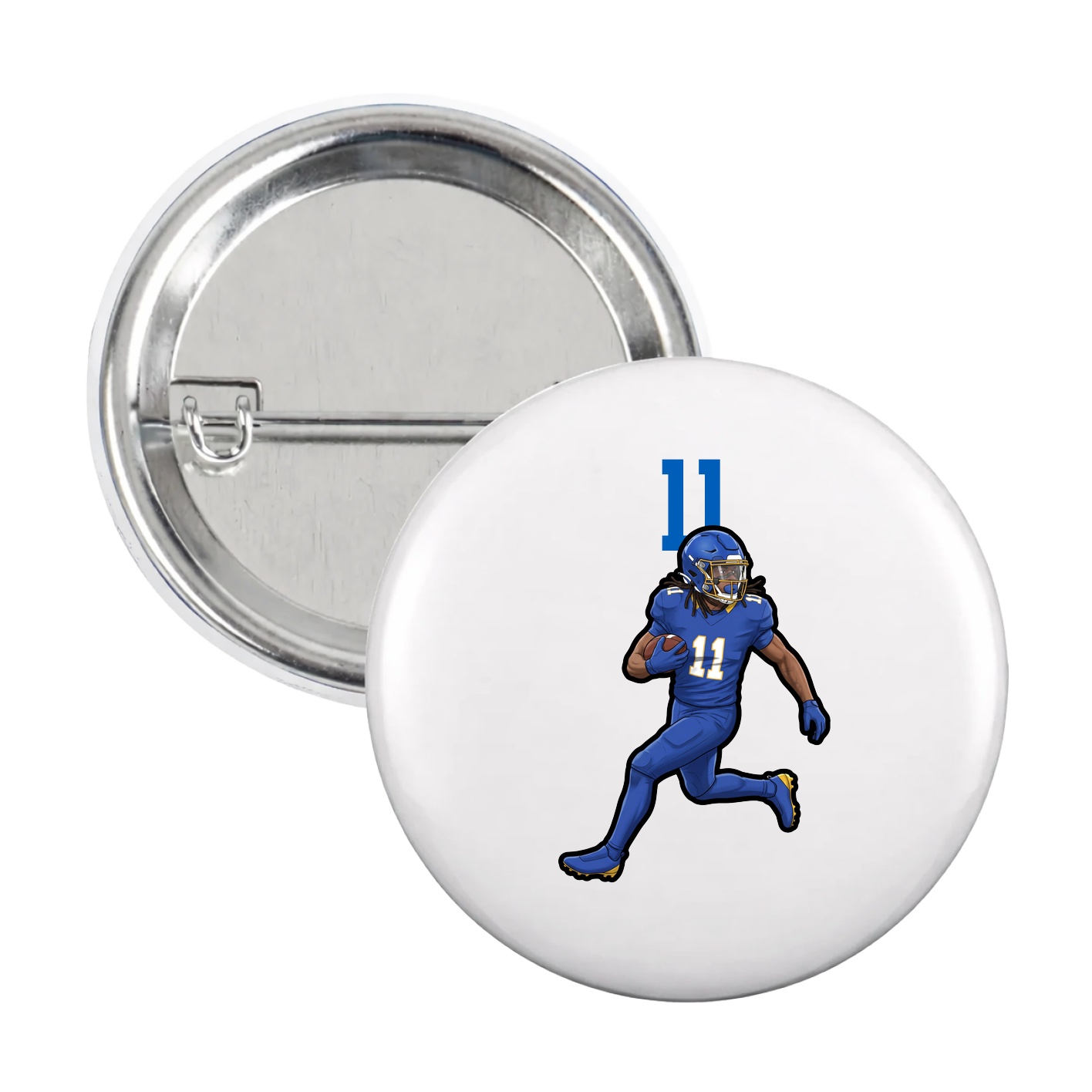 Game Day Button — Number Top in White